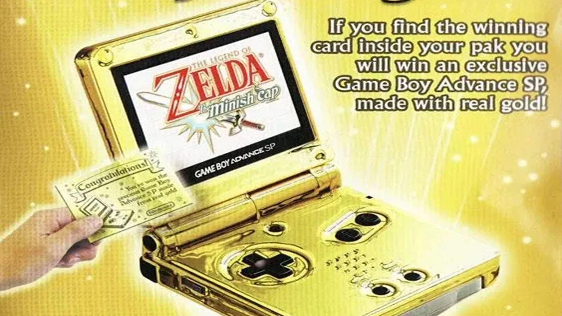 Máy chơi game Game Boy Advance SP mạ vàng 24K, giải thưởng từ cuộc thi The Legend of Zelda: The Minish Cap