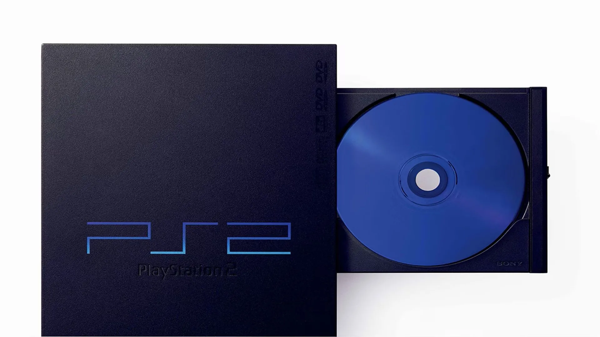 Máy chơi game PlayStation 2 với khay đĩa đang mở