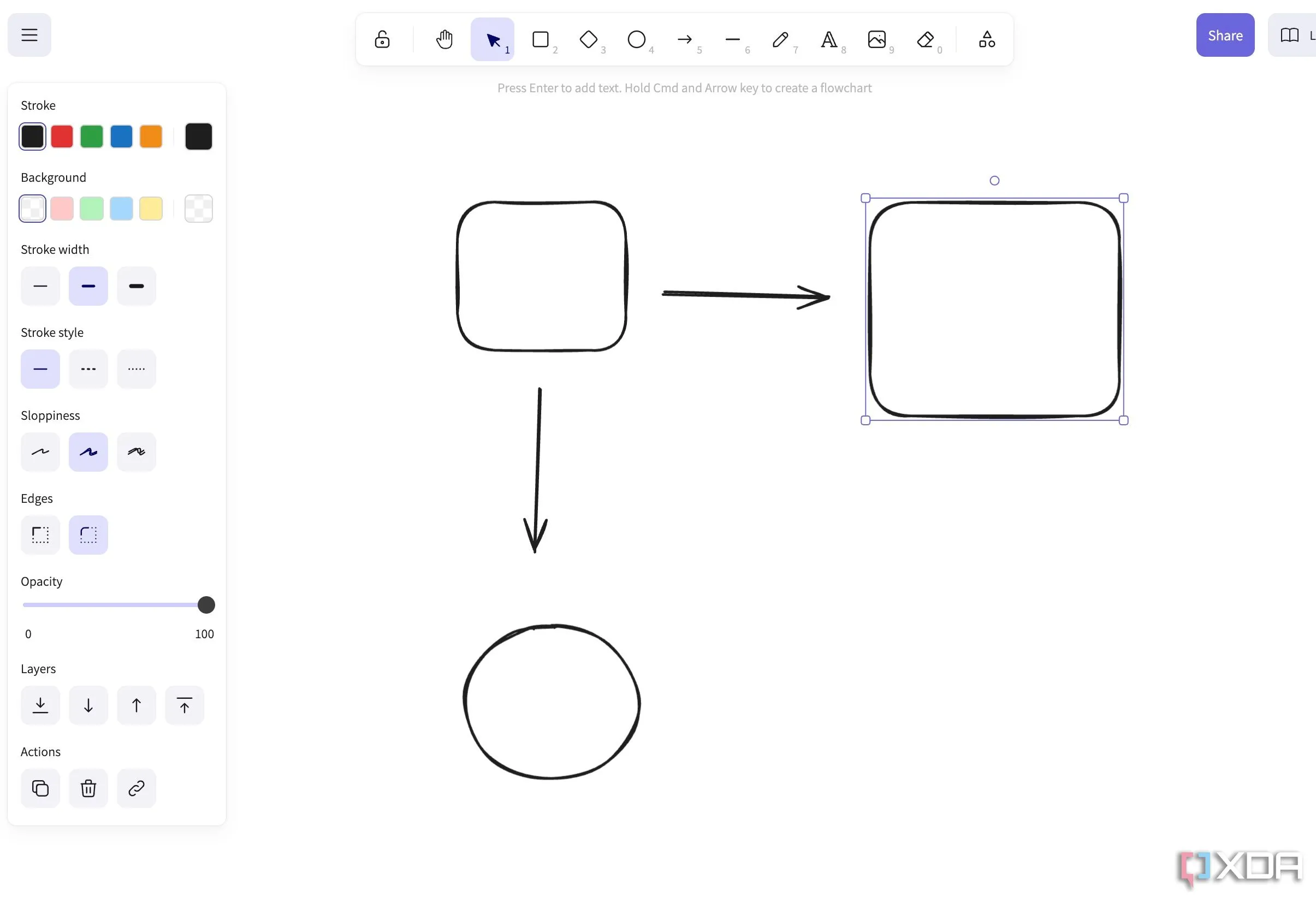 Minh họa giao diện Excalidraw với phong cách vẽ tay độc đáo cho sơ đồ và phác thảo ý tưởng