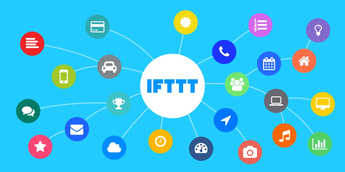 Minh họa khái niệm Internet of Things (IoT) và IFTTT tự động hóa kết nối thiết bị thông minh