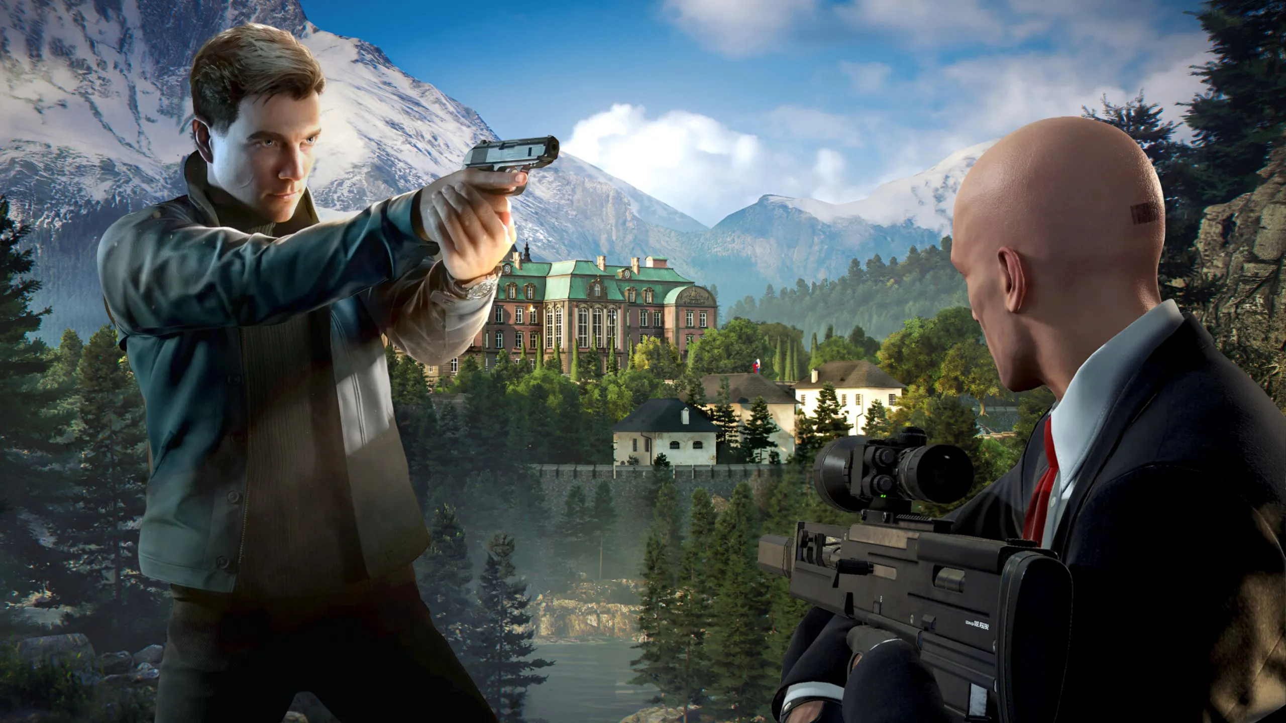 Minh họa nhân vật James Bond và Agent 47, đại diện cho dòng game hành động lén lút