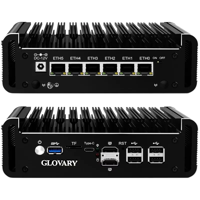 Mini PC Glovary N100 6L với sáu cổng Ethernet chuyên dụng cho OPNsense
