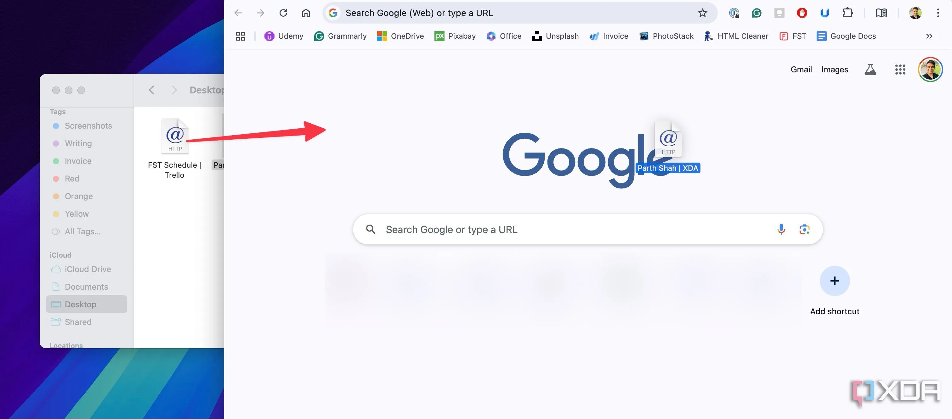 Mở bookmark từ desktop trong trình duyệt khác như Edge
