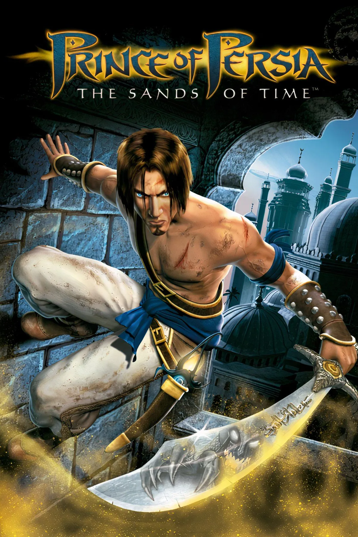 Mô tả hình ảnh: Hoàng tử Ba Tư trong Prince of Persia: The Sands of Time thực hiện một pha parkour ấn tượng trên những kiến trúc cổ kính.
