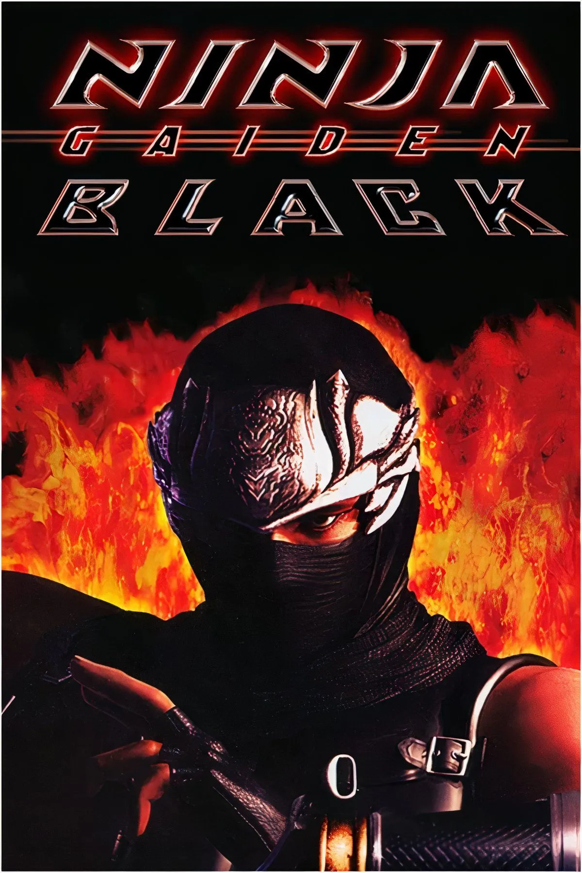 Mô tả hình ảnh: Ninja Ryu Hayabusa trong Ninja Gaiden Black đang thực hiện một đòn chém mạnh mẽ, đối mặt với nhiều kẻ thù trong một cảnh chiến đấu đầy kịch tính.