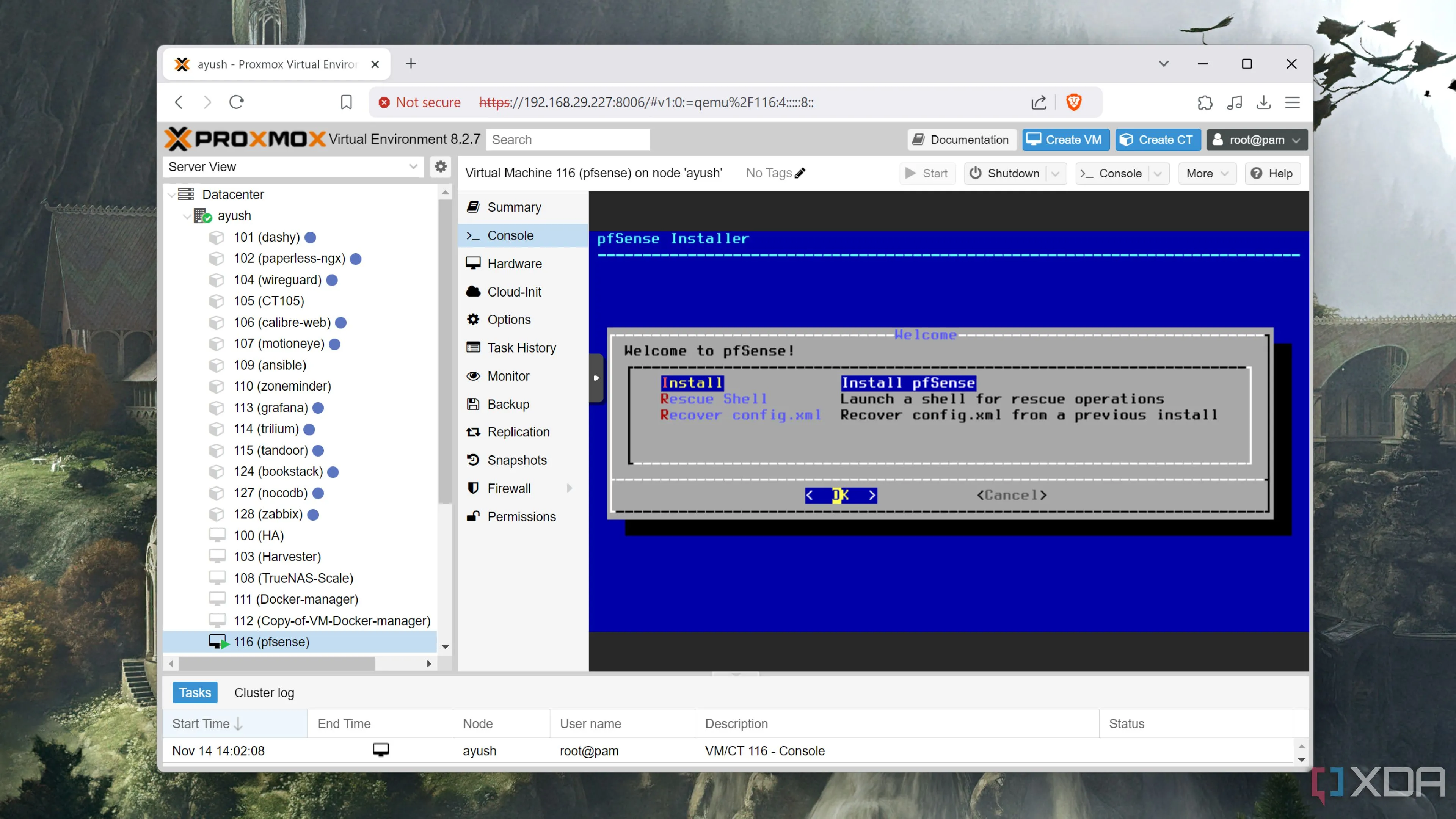Mô tả việc chạy tường lửa pfSense bên trong môi trường ảo hóa Proxmox