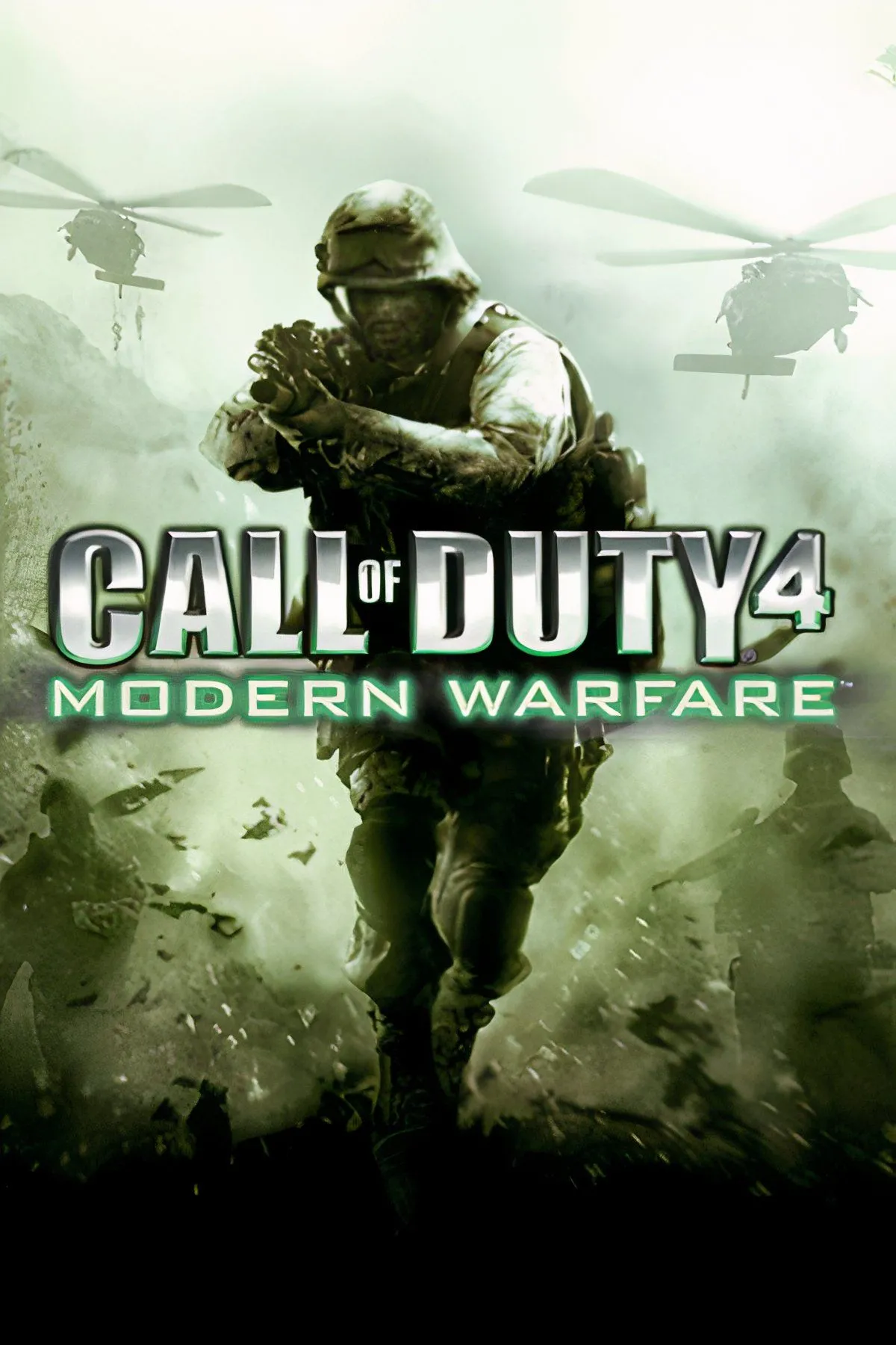 Một bức ảnh ghép từ các khoảnh khắc chiến đấu và nhân vật trong Call of Duty 4: Modern Warfare, một game FPS kinh điển.