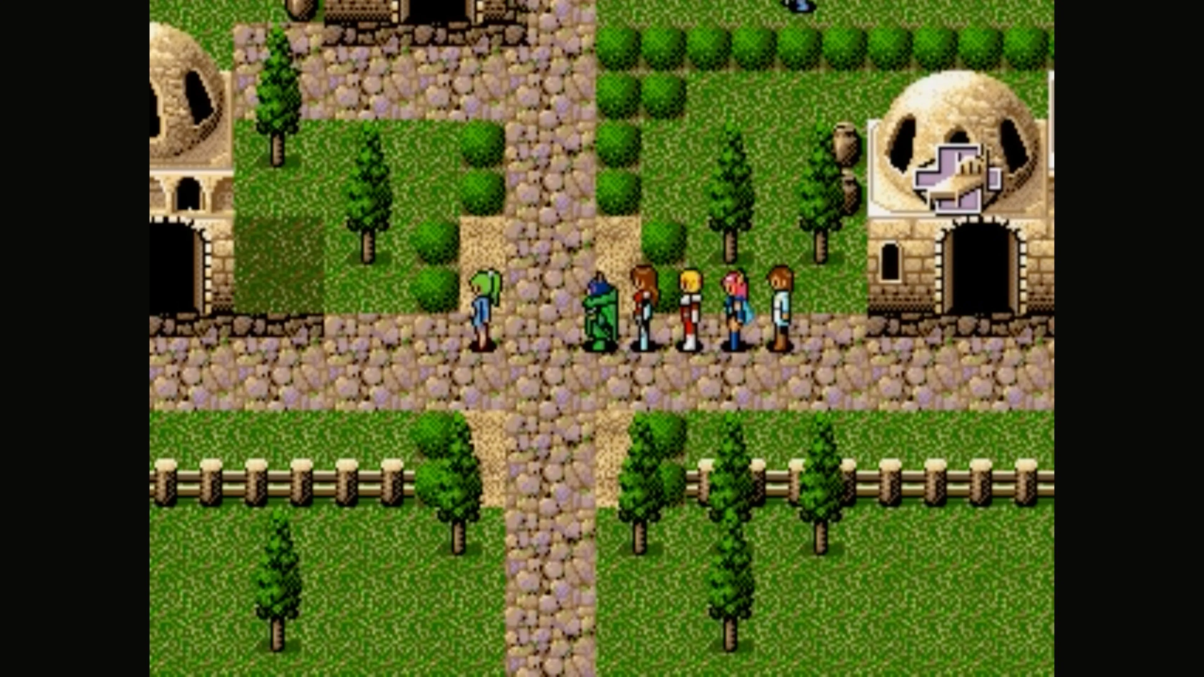 Một cảnh chiến đấu theo lượt trong Phantasy Star IV: The End of the Millennium, thể hiện đồ họa pixel chi tiết và giao diện RPG cổ điển trên Sega Genesis.