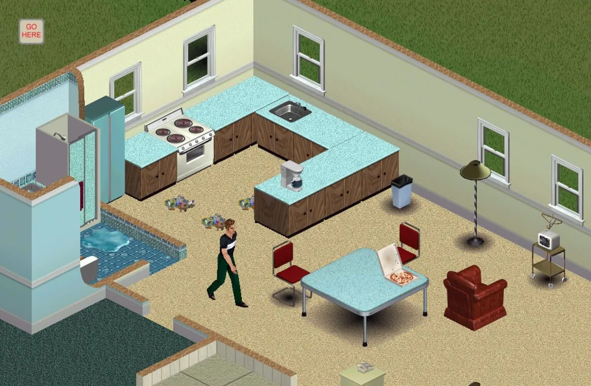 Một cảnh trong The Sims, nơi các Sim đang tương tác xã hội và xây dựng mối quan hệ.