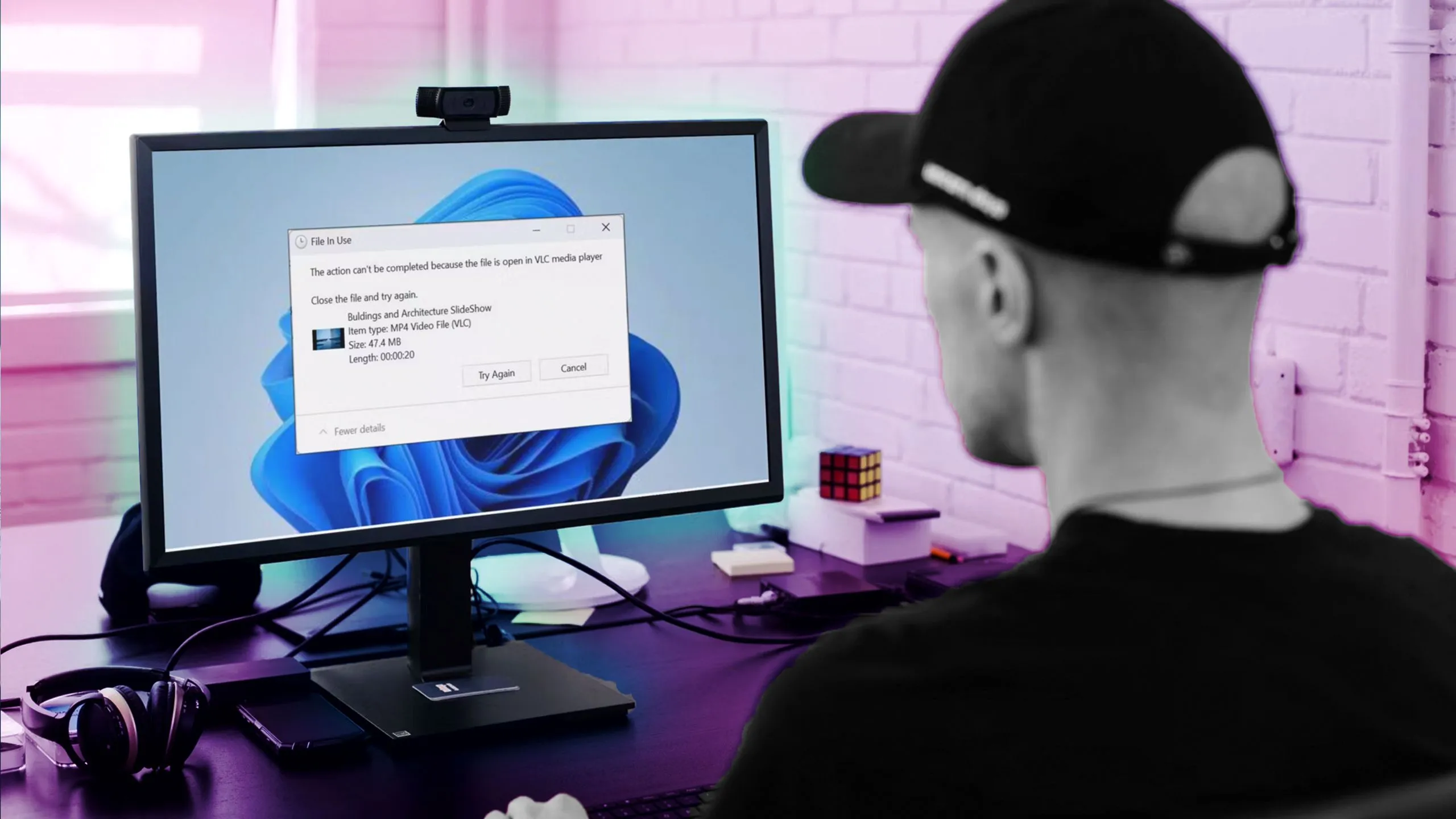 Một chiếc máy tính gaming với đèn RGB sáng rực bên cạnh đồng hồ cát, tượng trưng cho thời gian và tuổi thọ thiết bị công nghệ.