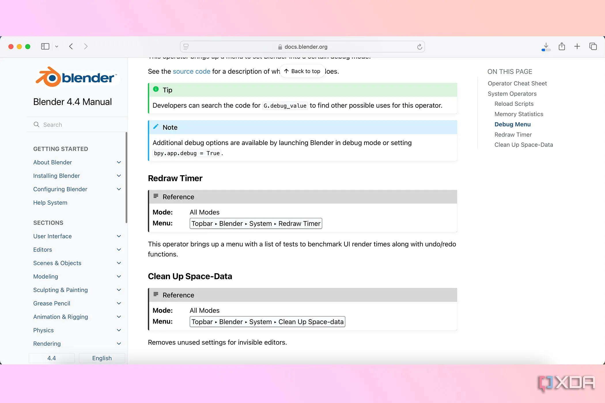 Một trang tài liệu cheat sheet Python cho Blender, thể hiện khả năng tùy biến qua scripting và drivers