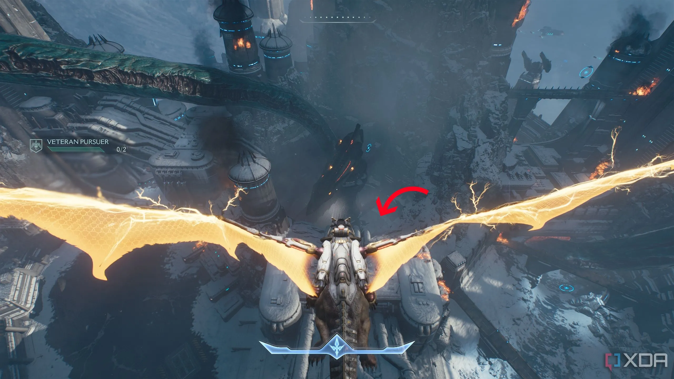 Mũi tên chỉ lối vào khu vực tầng thấp hơn trong Chapter 13.