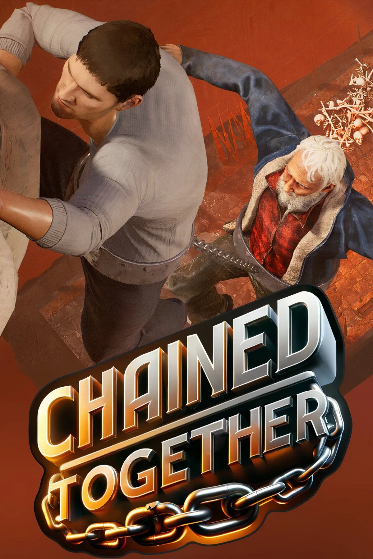 Người chơi trong Chained Together cùng nhau vượt qua địa hình hiểm trở, minh họa cơ chế gắn kết độc đáo của game platformer co-op.