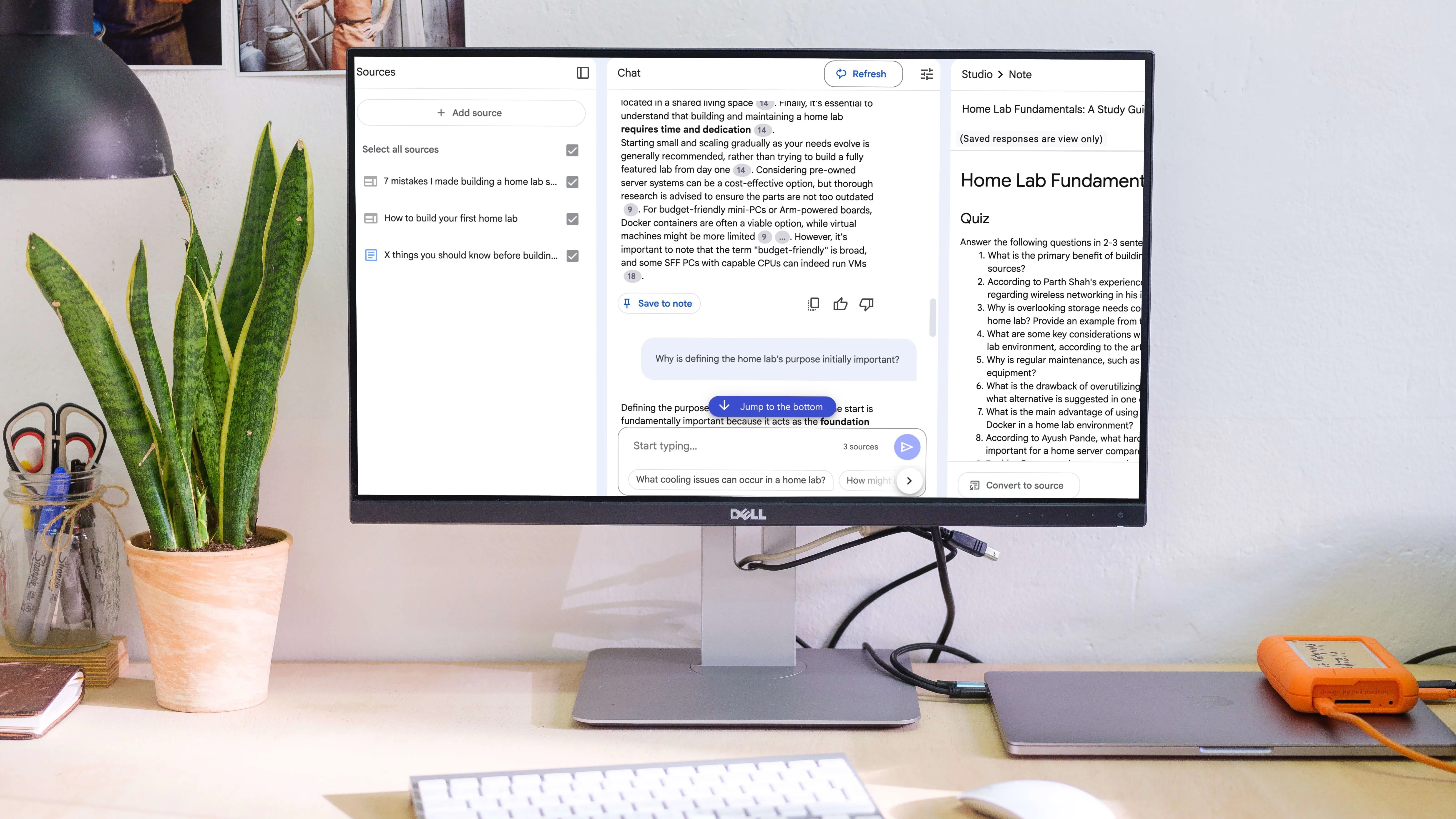 Người dùng sử dụng NotebookLM để quản lý các ghi chú và ý tưởng trong một dự án phức tạp, thể hiện khả năng tổ chức của công cụ AI.