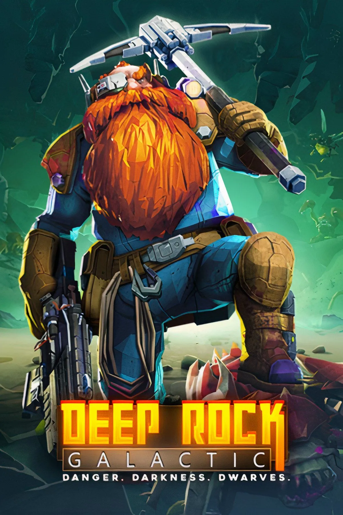 Người lính vũ trụ khai thác tài nguyên trong Deep Rock Galactic, một game bắn súng co-op góc nhìn thứ nhất đầy kịch tính.