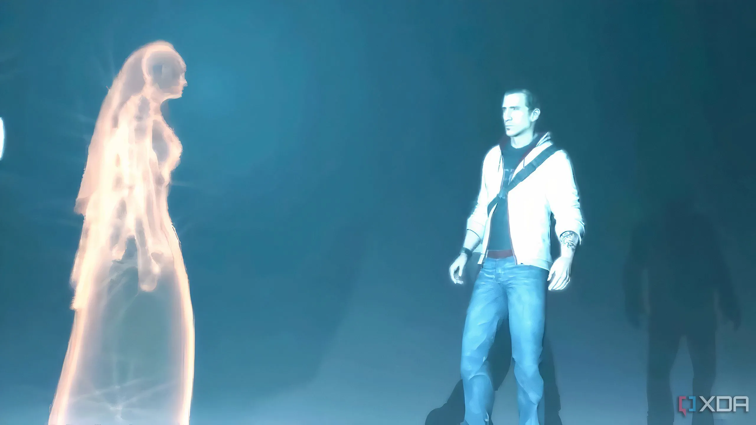 Nhân vật Desmond Miles trong Assassin's Creed 3 nhìn ngơ ngác, biểu cảm hoang mang