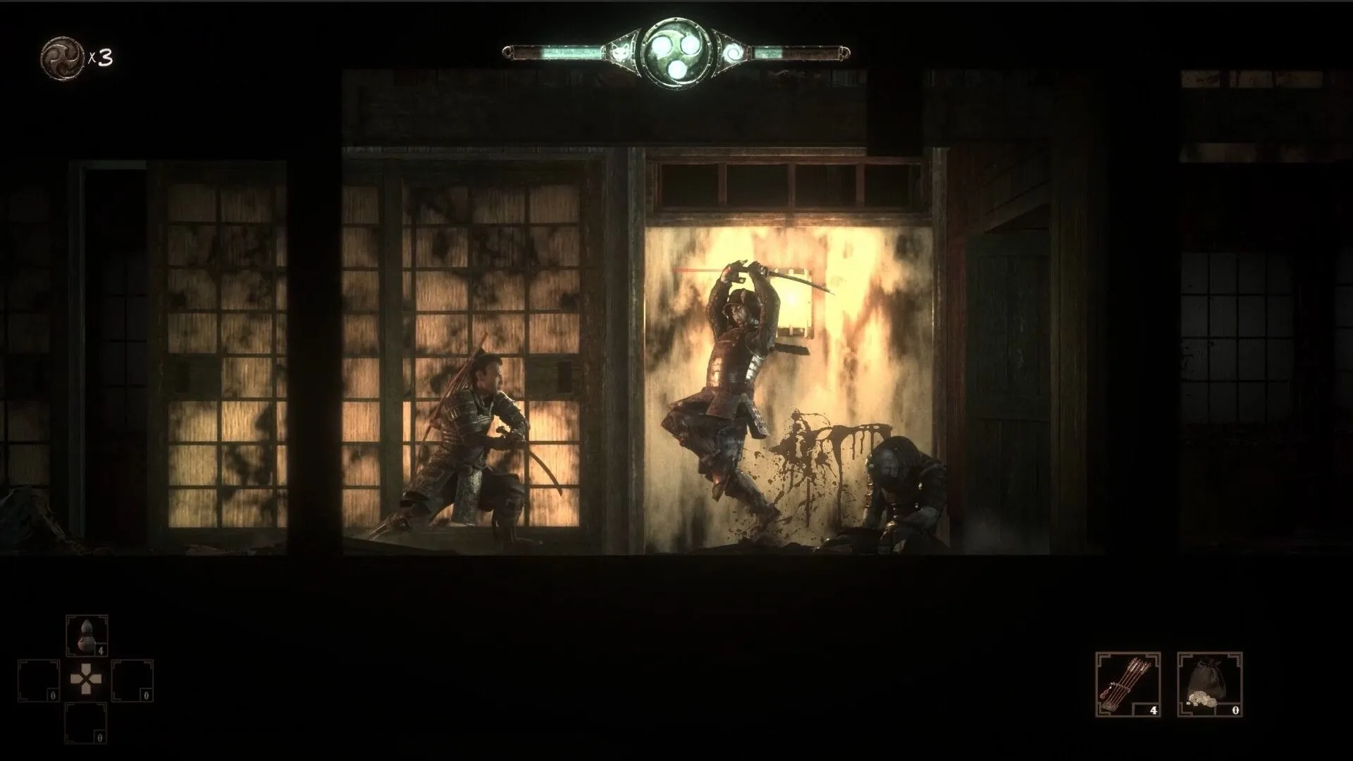 Nhân vật samurai chiến đấu trong The Spirit of the Samurai với phong cách đồ họa stop-motion độc đáo.