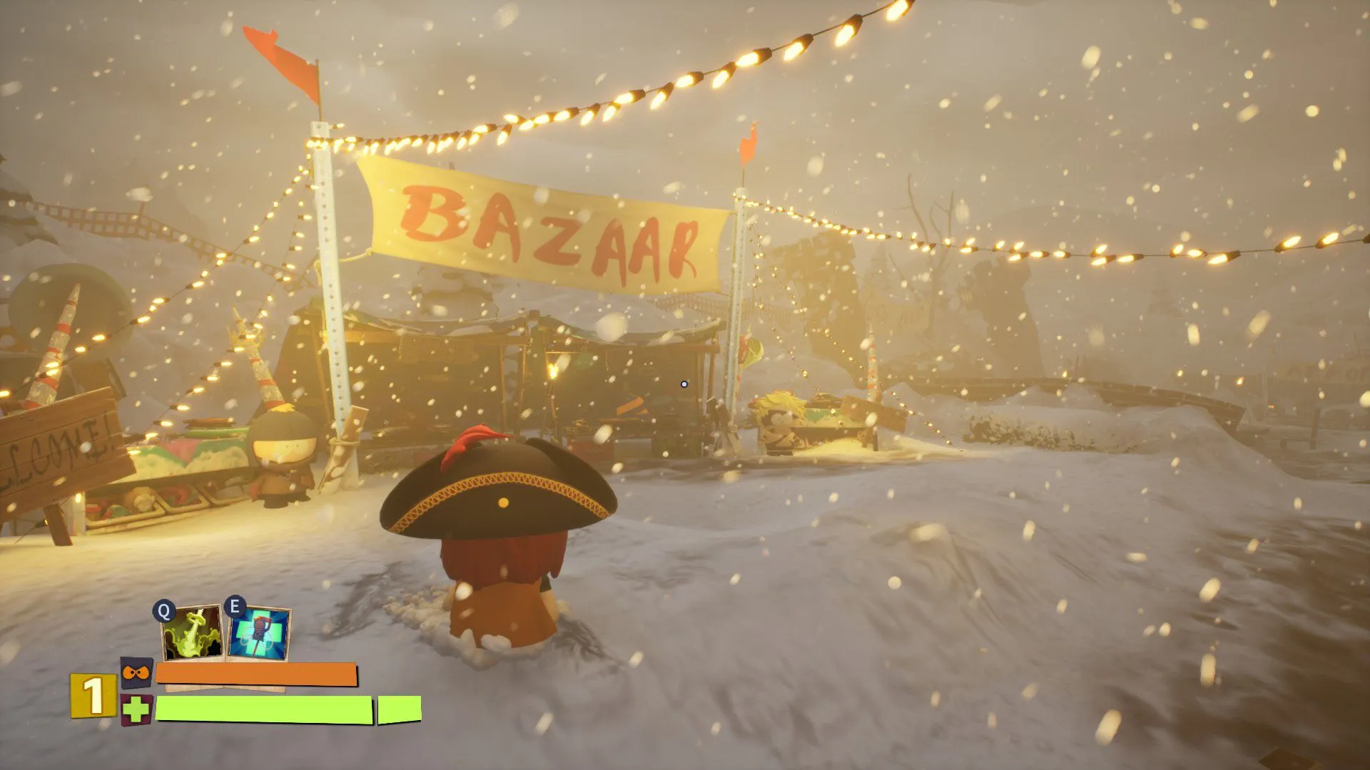 Nhân vật trong South Park: Snow Day! tại một khu chợ tuyết