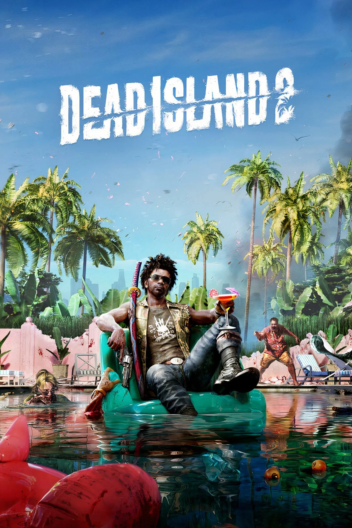Nhân vật trong trang phục rực rỡ chiến đấu với xác sống dưới ánh nắng California trong Dead Island 2.