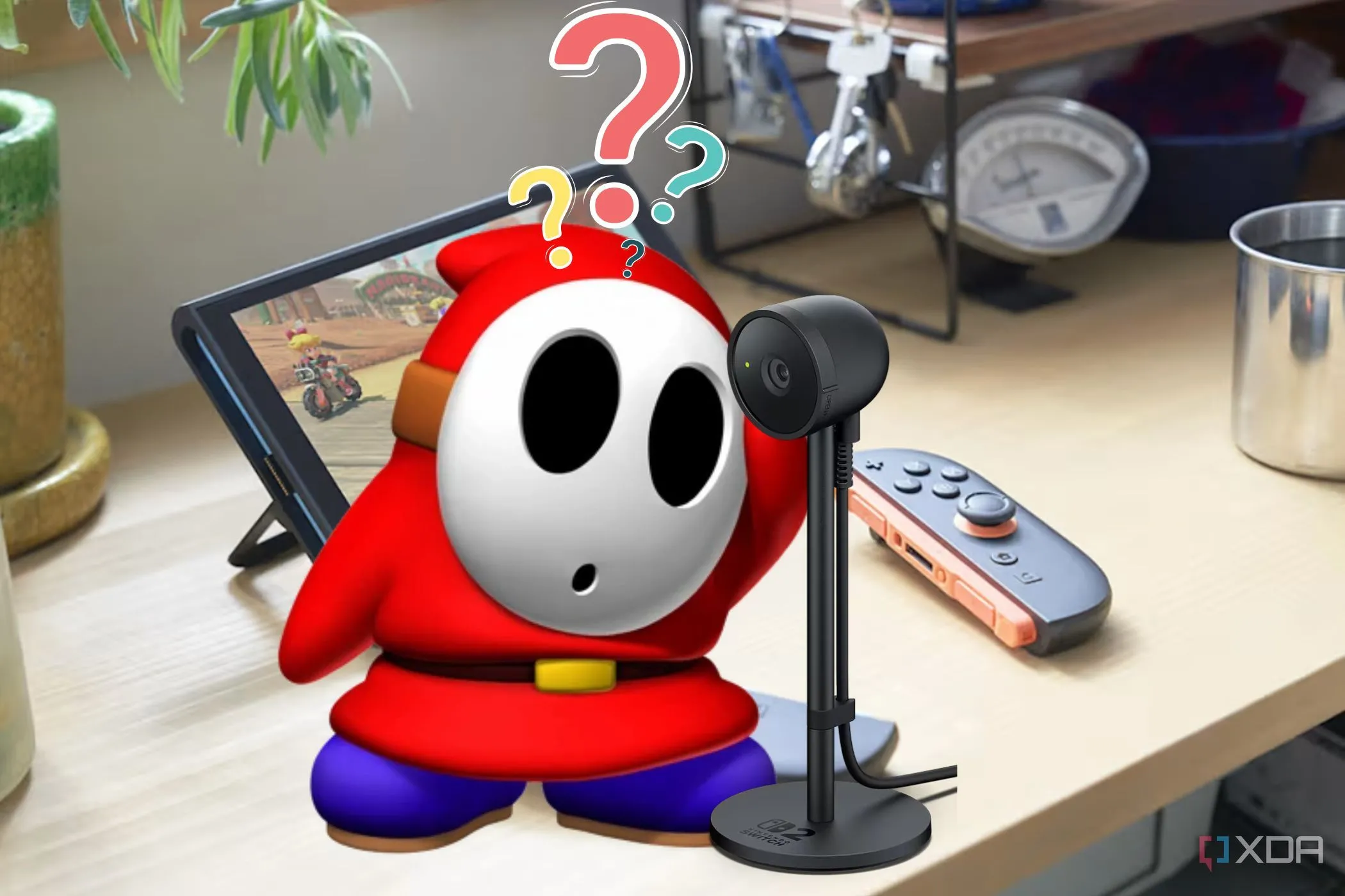 Nintendo Switch 2 với biểu tượng Shy Guy thể hiện sự bối rối, tượng trưng cho những lo ngại về tương lai của game kỹ thuật số trên hệ máy này