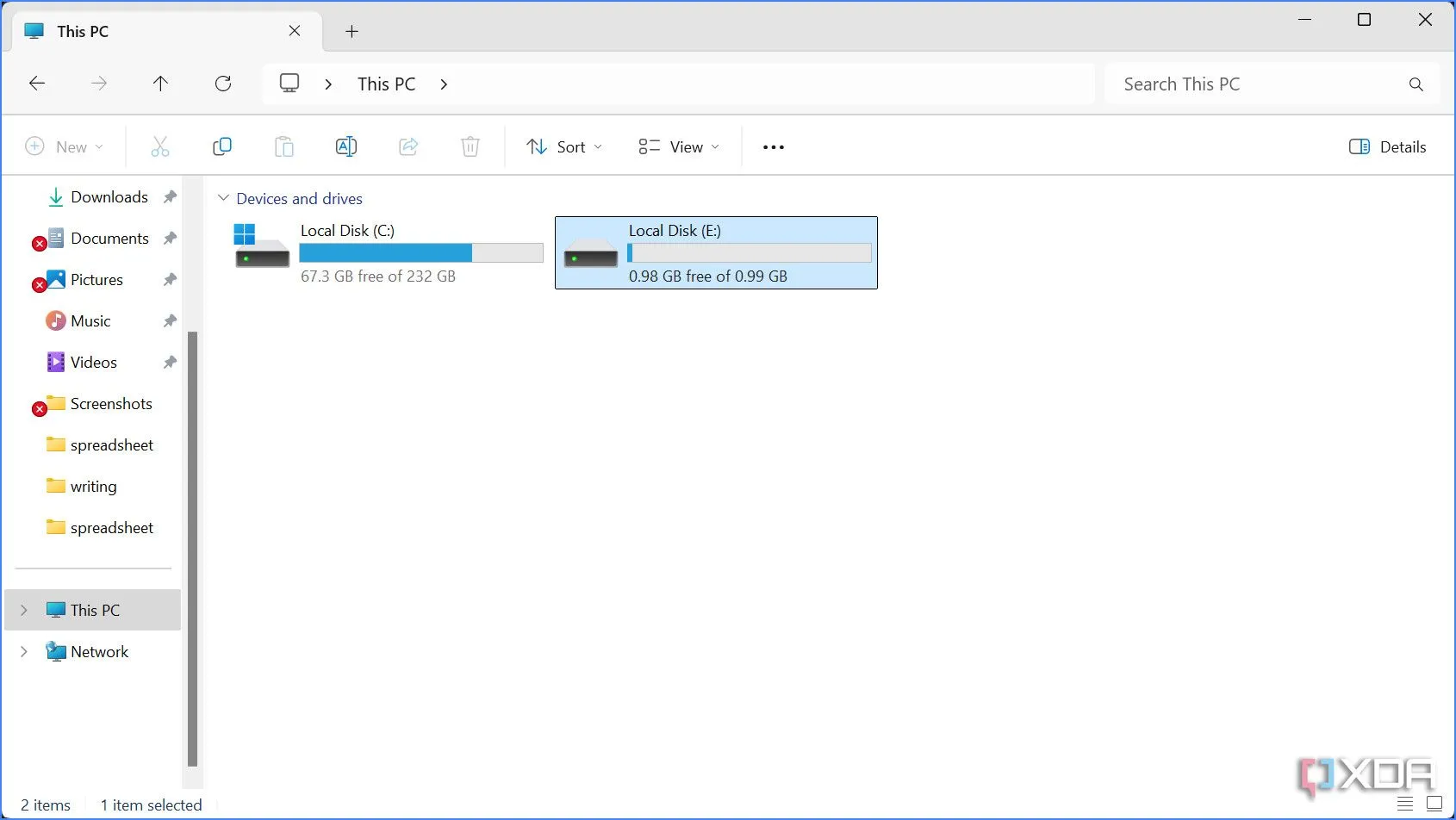 Ổ đĩa RAM ảo mới được tạo hiển thị trong File Explorer của Windows, sẵn sàng để sử dụng.