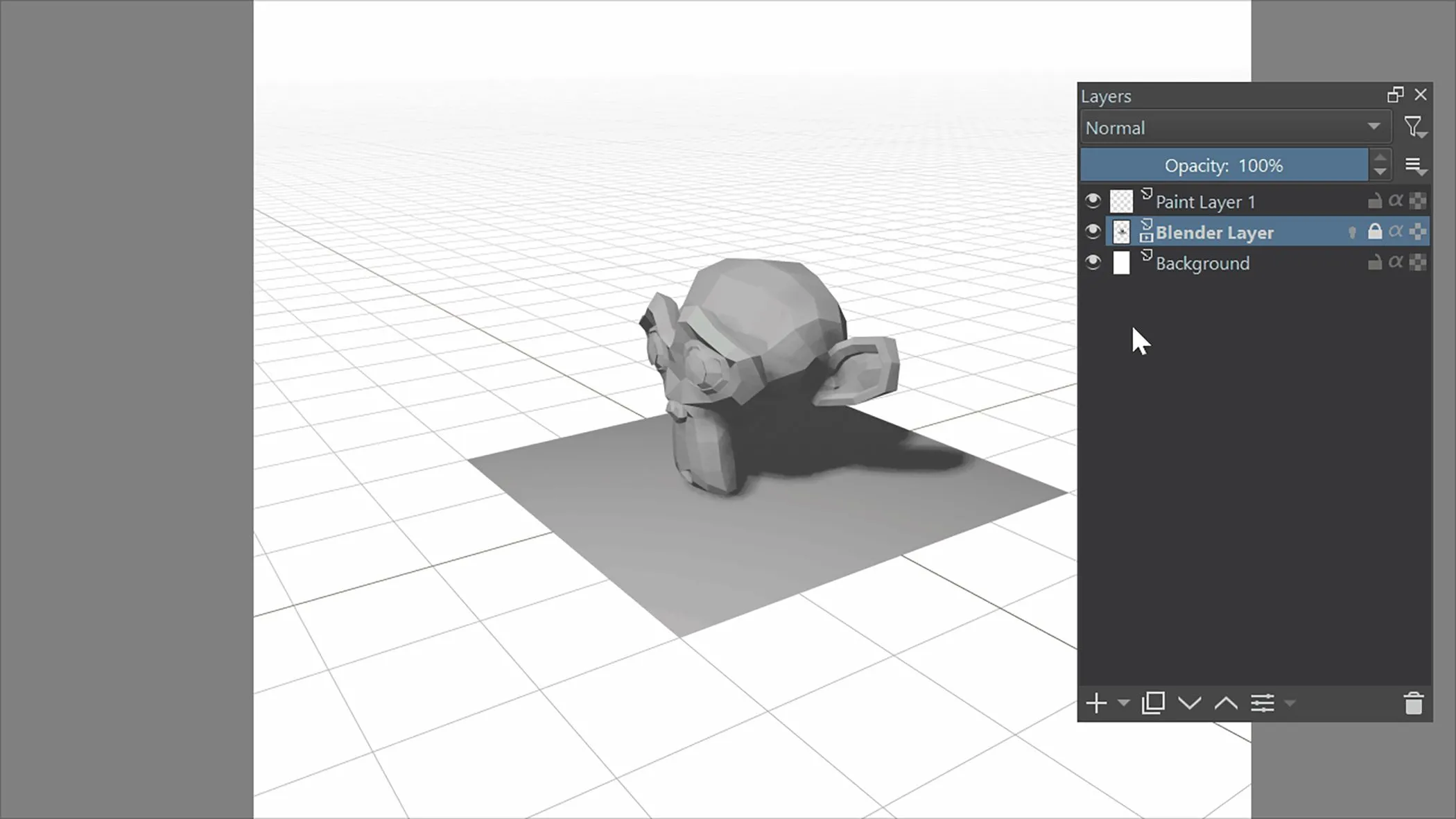 Plugin Blender Layer hiển thị mô hình 3D từ Blender trực tiếp trong Krita