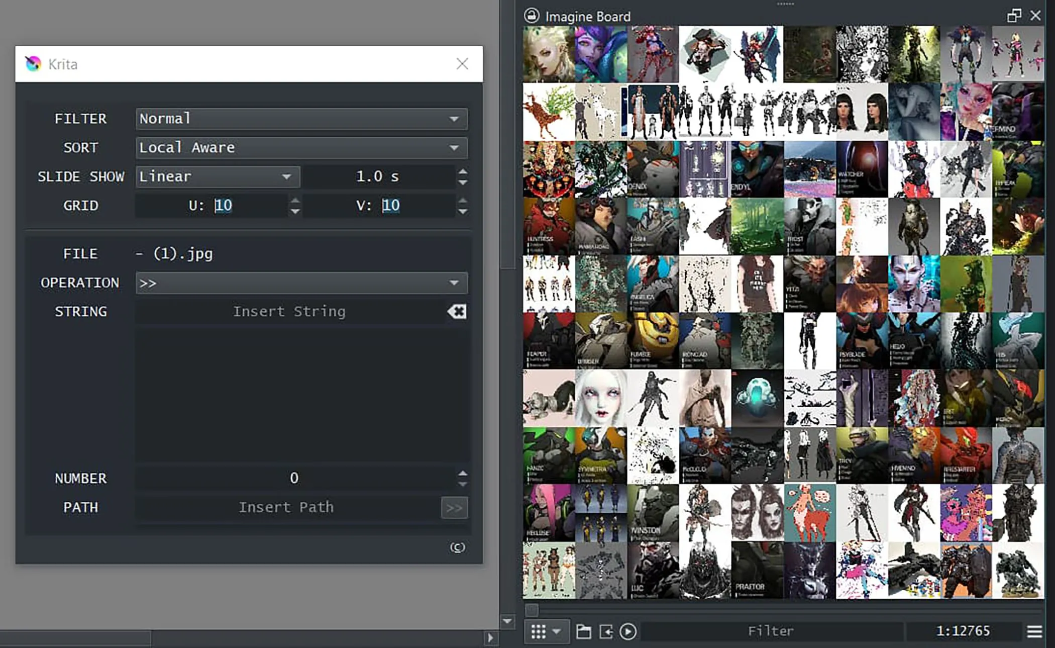 Plugin Imagine Board giúp duyệt ảnh và tạo bảng ý tưởng (image board) trong Krita
