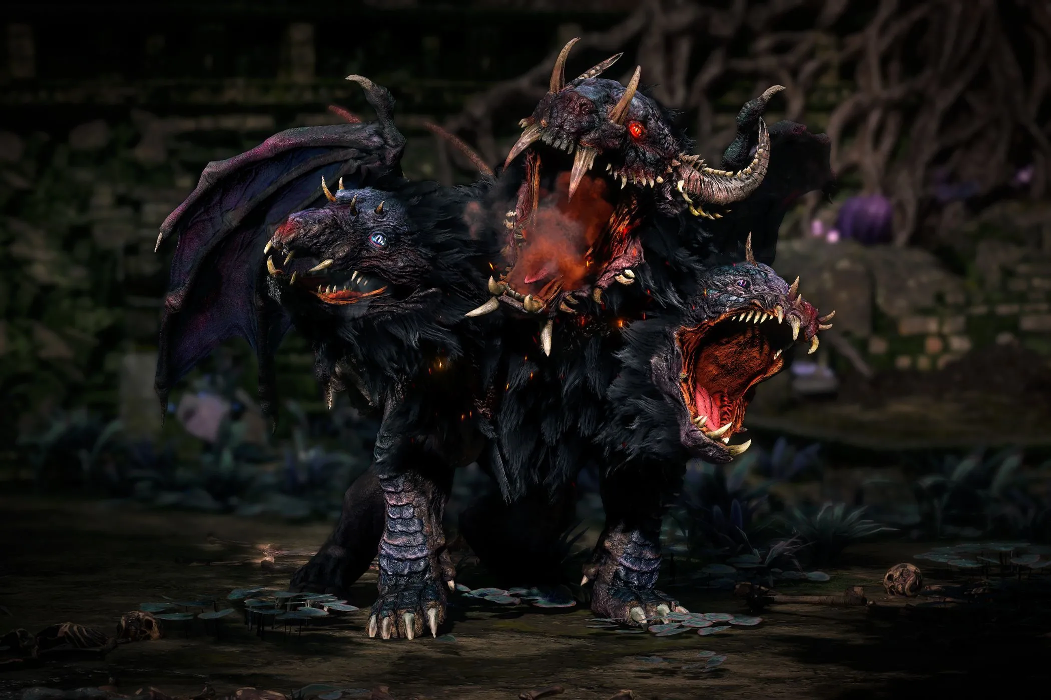 Quái vật Cerberus ba đầu trong Path of Exile 2 - Phản ánh thế giới game phong phú và cộng đồng phát triển sôi nổi
