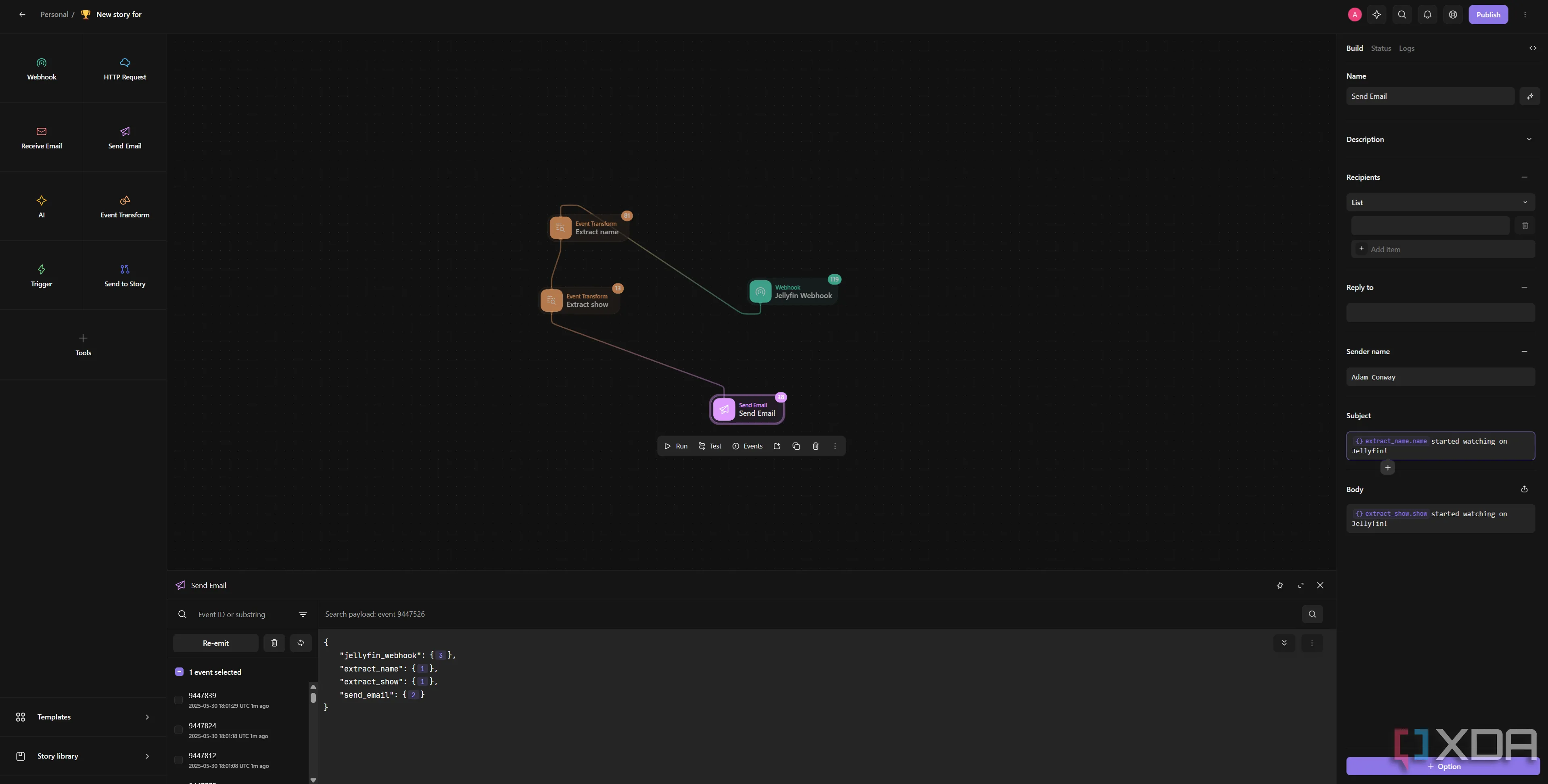 Quy trình webhook Jellyfin trong Tines