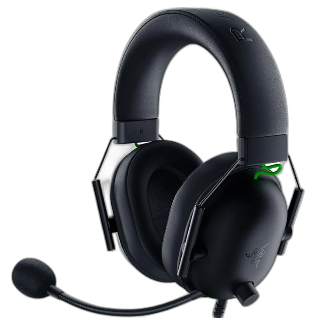 Razer BlackShark V2 headset angled to the left