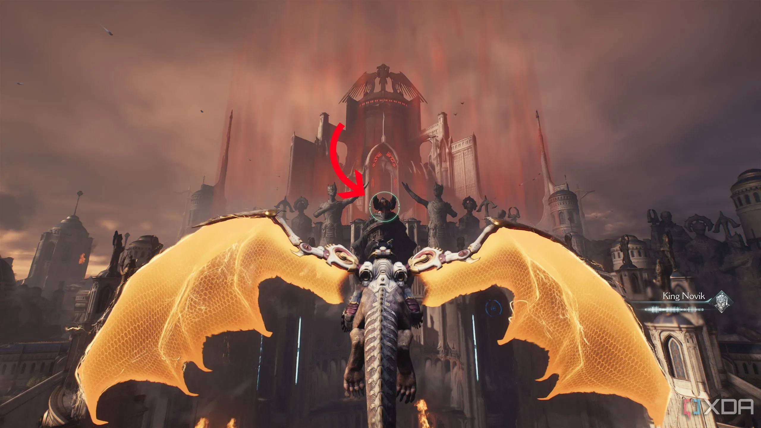 Rồng Serrat hướng tới Hell Carrier đầu tiên tại Holy City of Aratum.