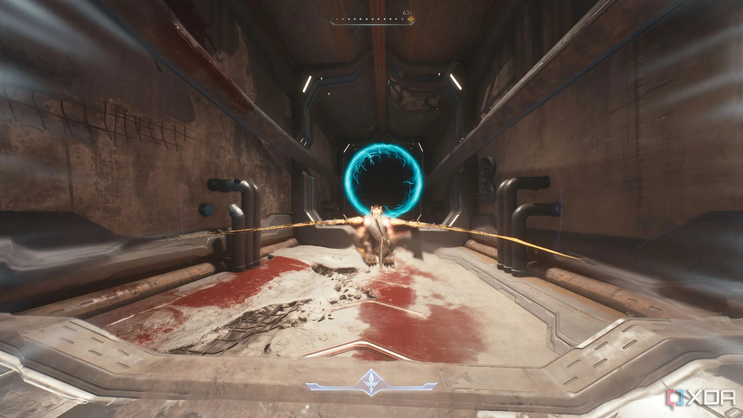 Slayer cưỡi rồng Serrat bay vào cổng dịch chuyển màu xanh.