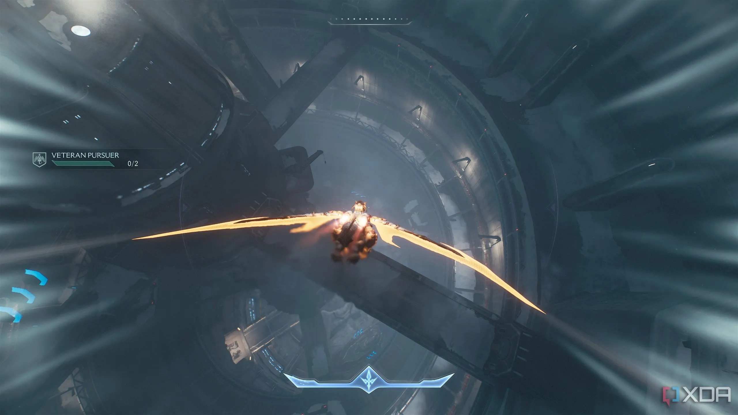 Slayer cưỡi rồng Serrat bay xuống khu vực thấp để truy đuổi Hell Fighter.