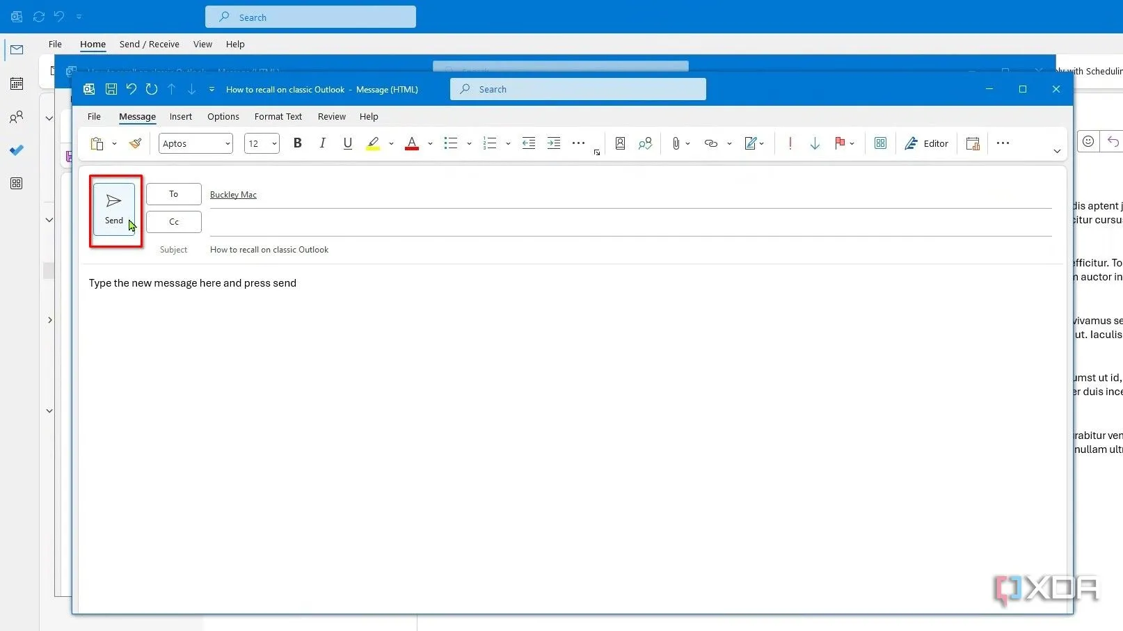 Soạn nội dung email mới để thay thế email đã gửi và nhấn nút gửi