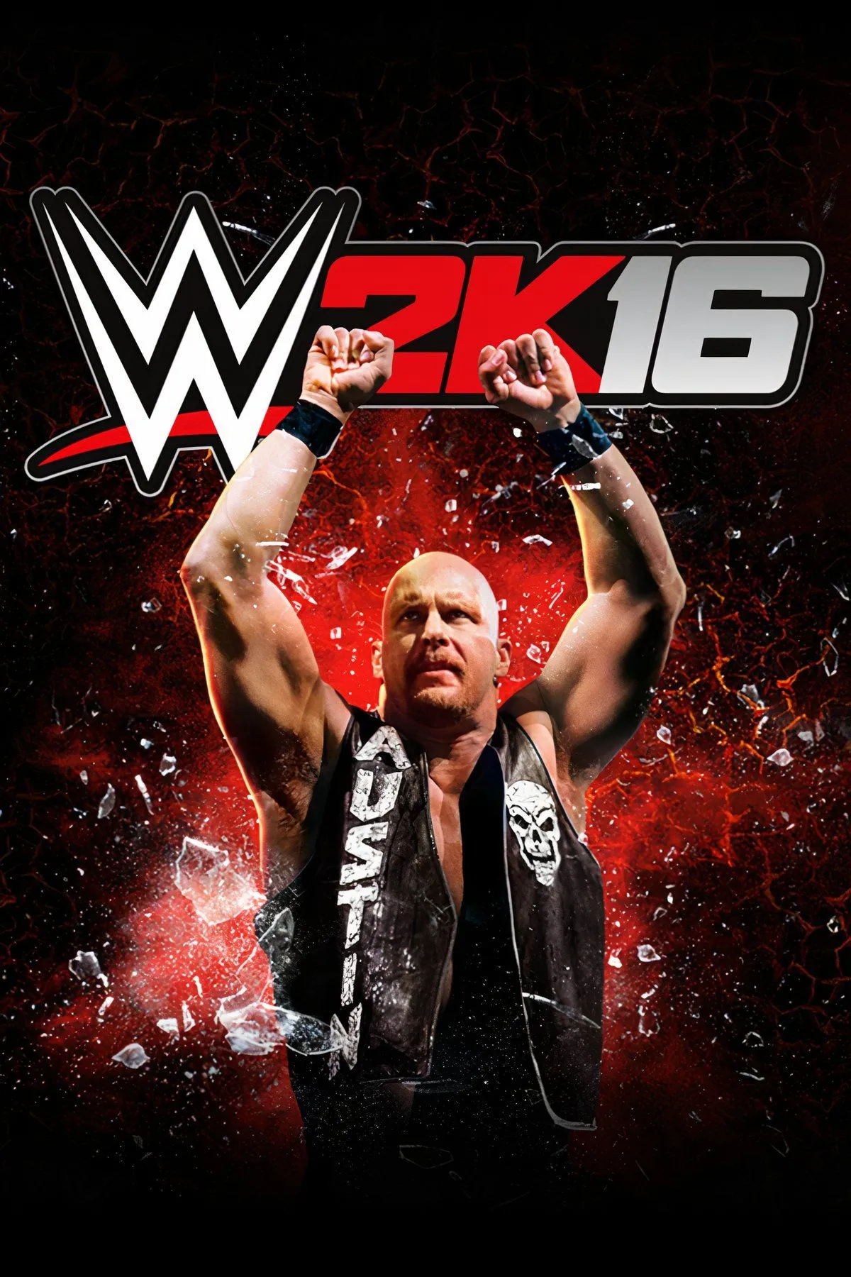 Stone Cold Steve Austin trên sàn đấu trong WWE 2K16, gợi nhớ chế độ Showcase