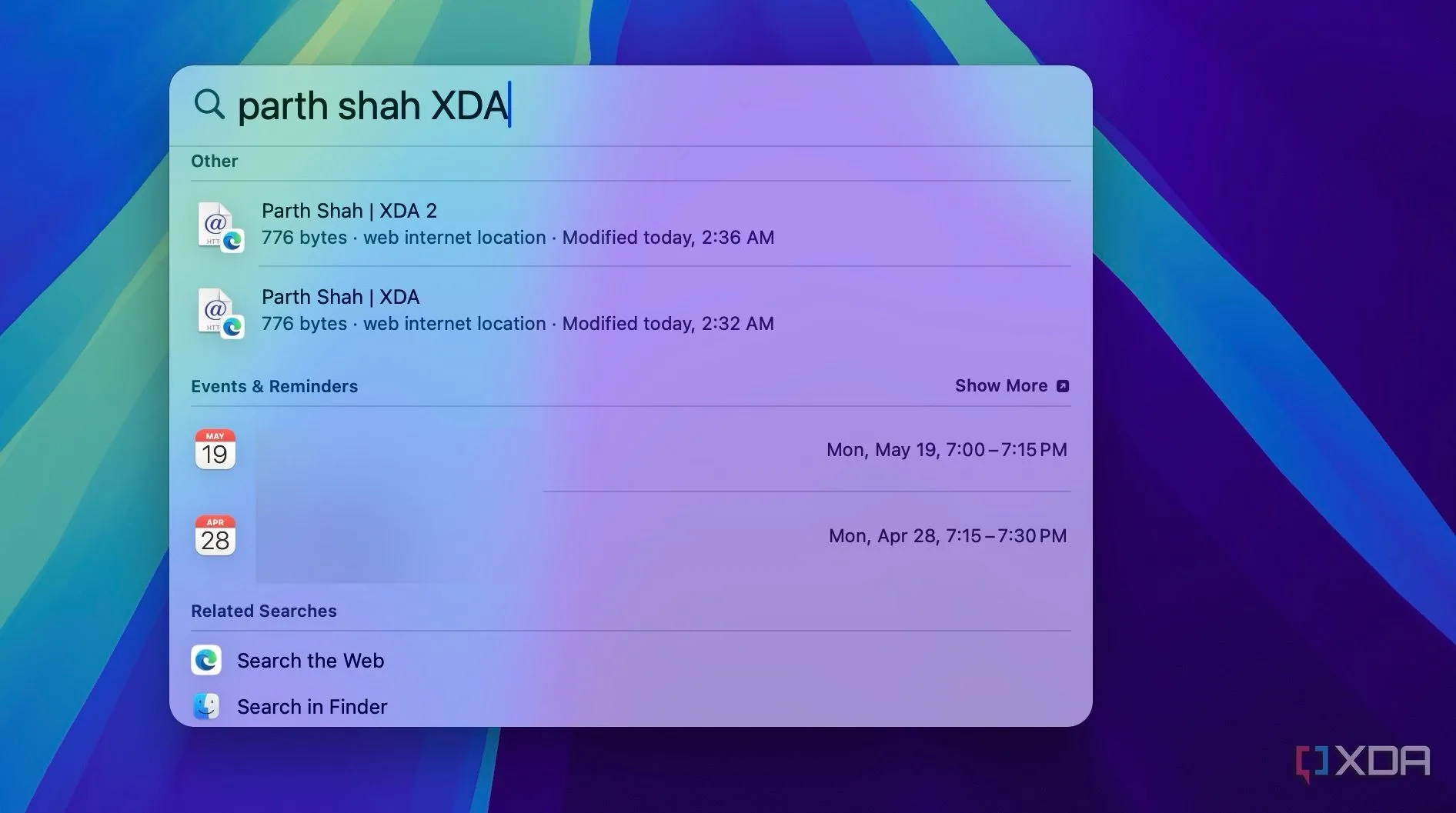 Sử dụng chức năng tìm kiếm Spotlight trên Mac để tìm bookmark