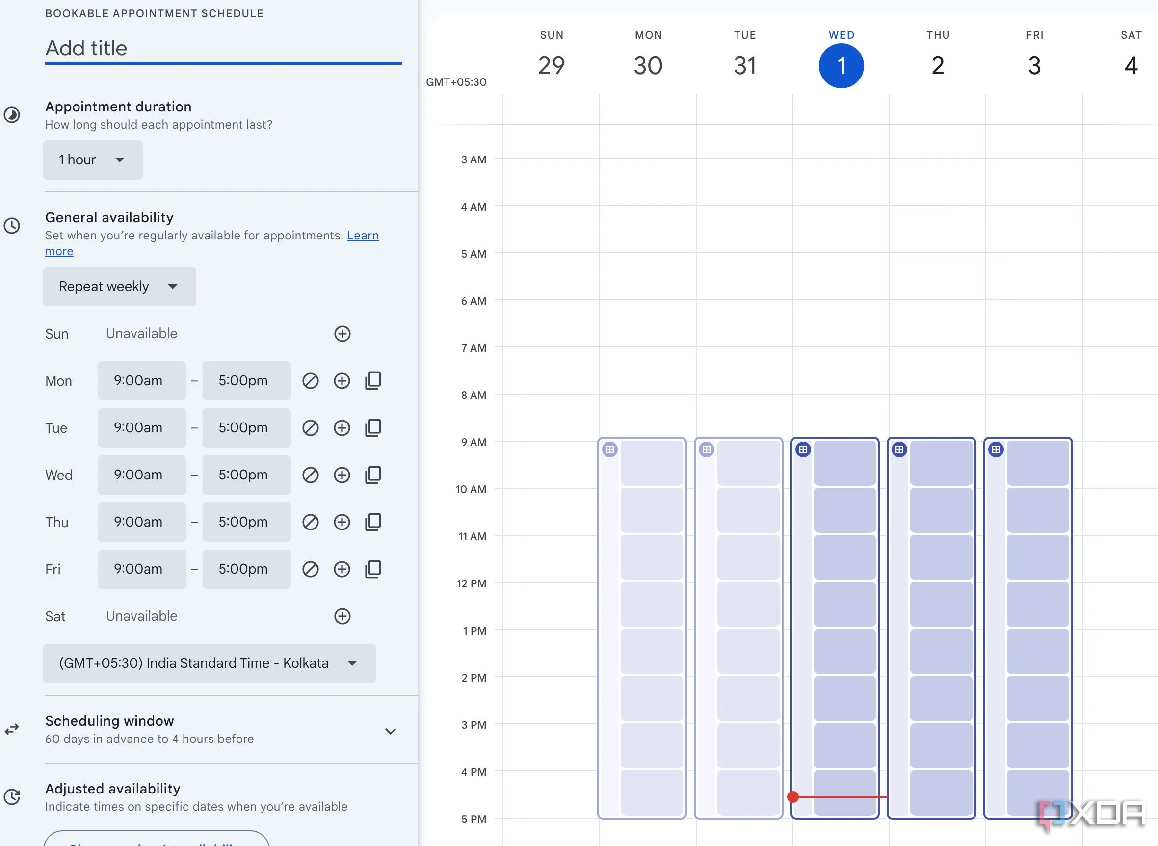 Sử dụng tính năng Appointment Schedule của Google Calendar để tạo trang đặt lịch hẹn chuyên nghiệp.