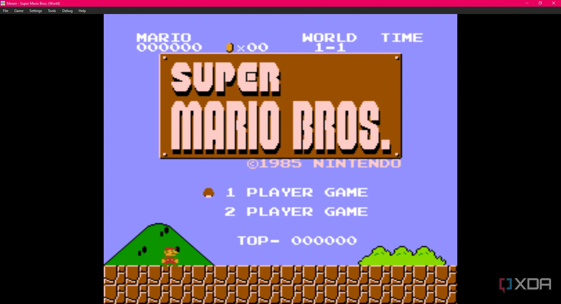 Super Mario Bros đang chạy trên giả lập Mesen cho NES