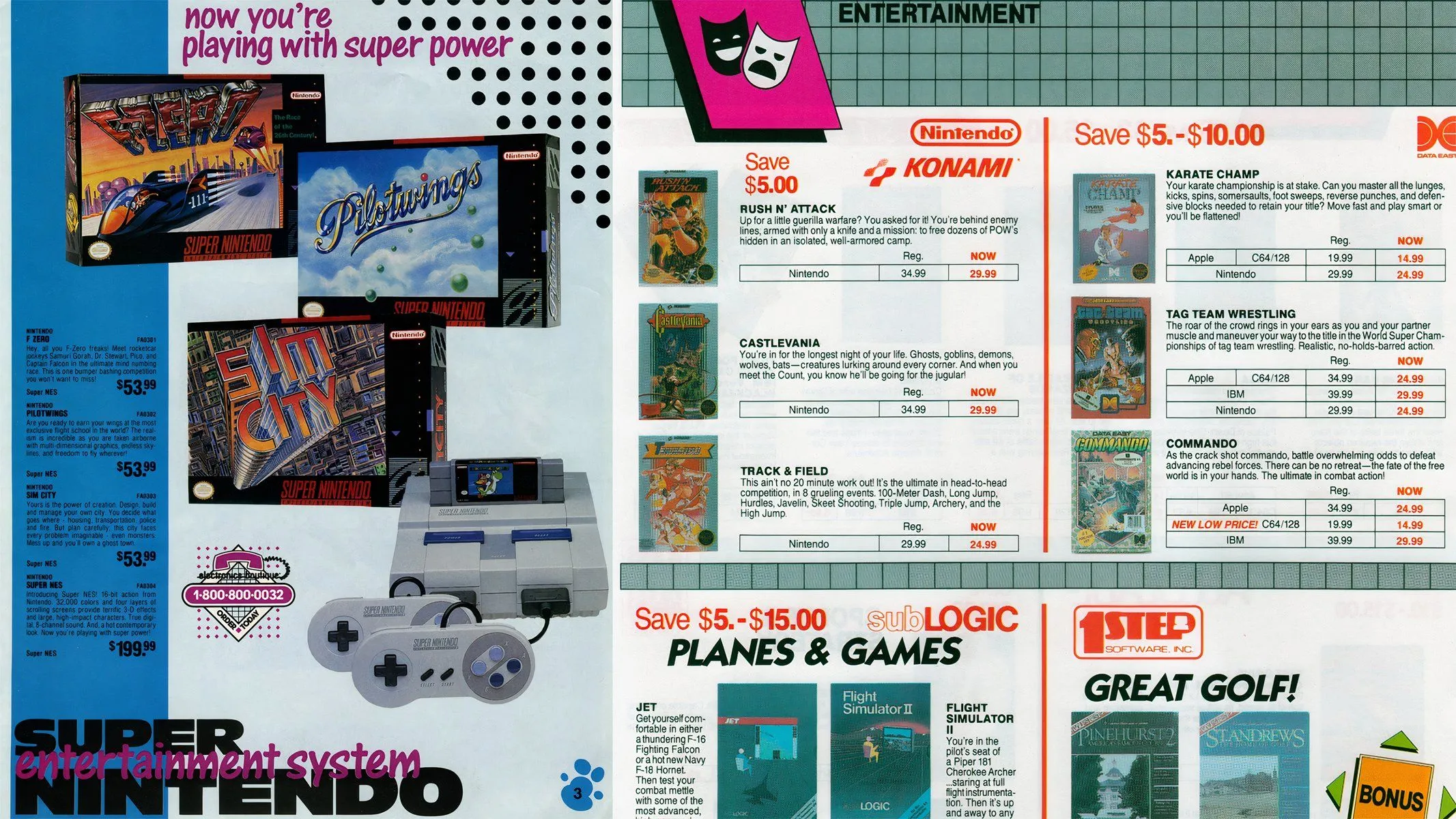 Tài liệu quét từ Hugues Johnson tổng hợp giá game và phụ kiện NES/SNES qua các thời kỳ.