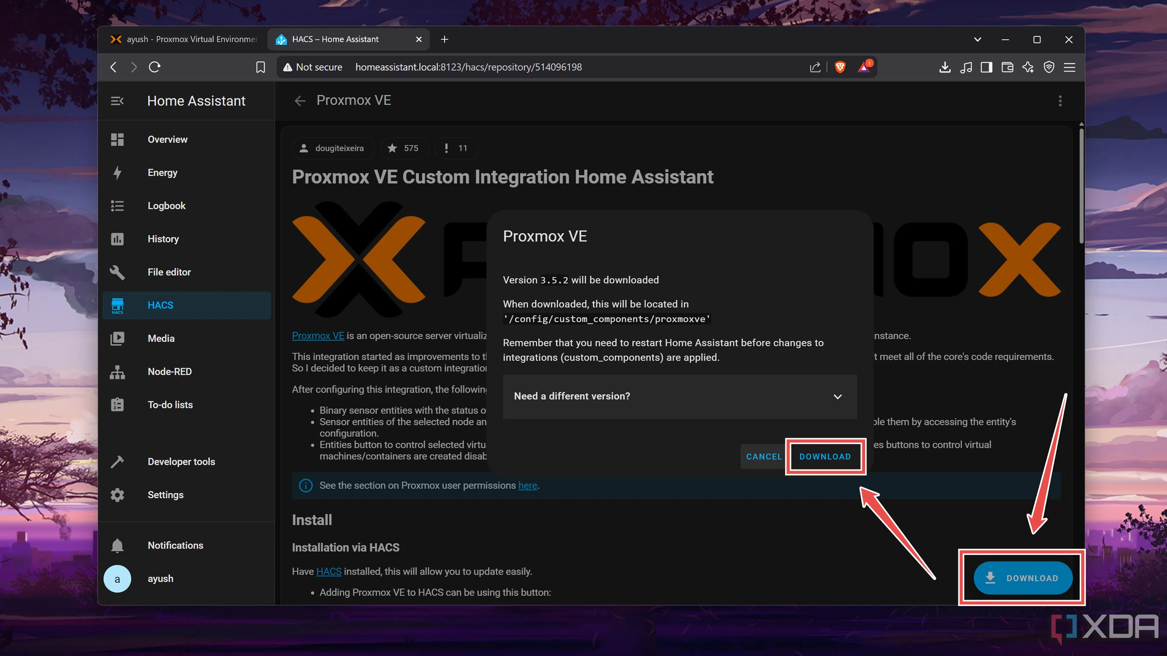 Tải xuống tích hợp Proxmox VE cho Home Assistant