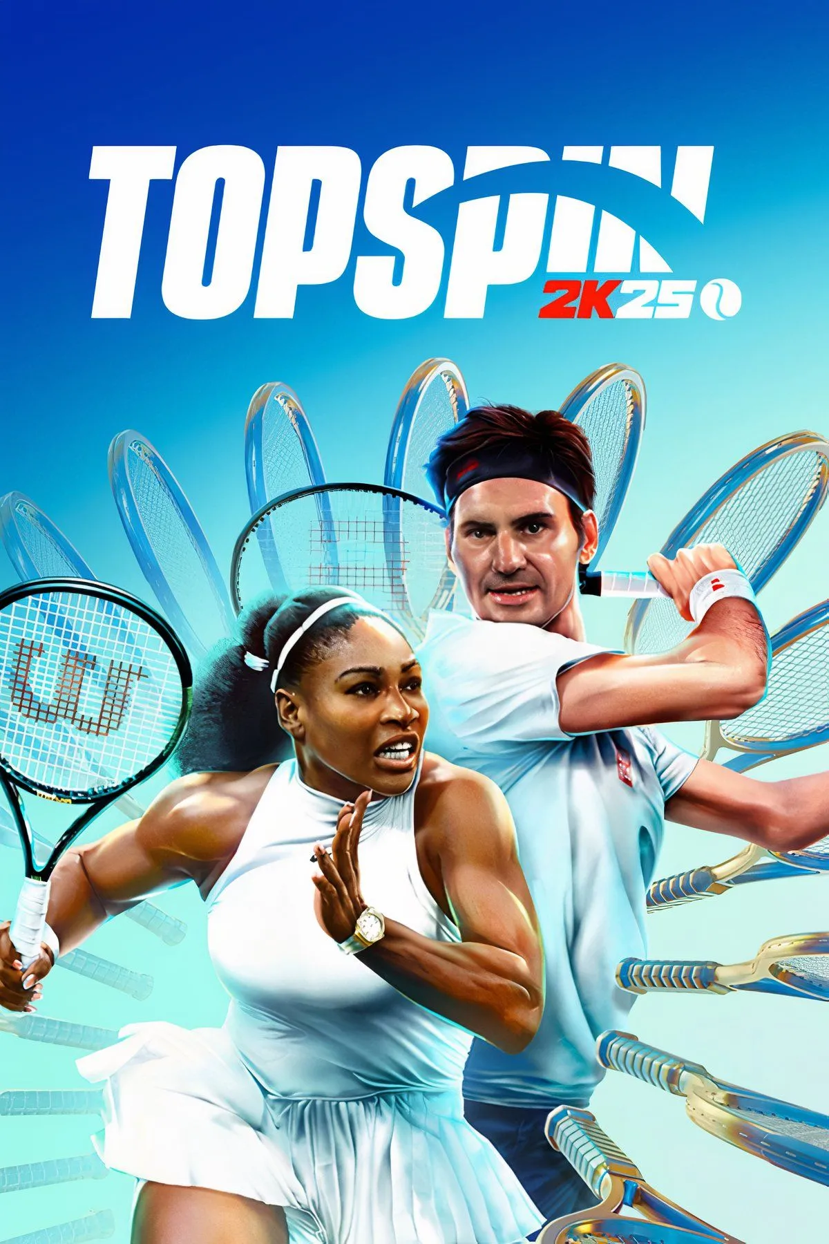 Tay vợt chuyên nghiệp thực hiện cú giao bóng trong TopSpin 2K25