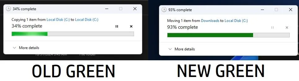 Thanh tiến trình dung lượng và chuyển tập tin được cải tiến trong File Explorer Windows 11