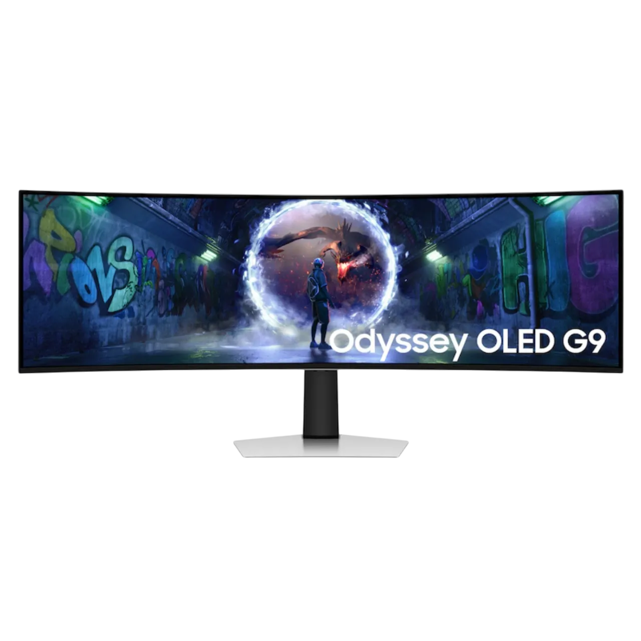 Thiết kế ấn tượng của màn hình gaming Samsung Odyssey OLED G9 với hiệu ứng đèn RGB Core Lighting+