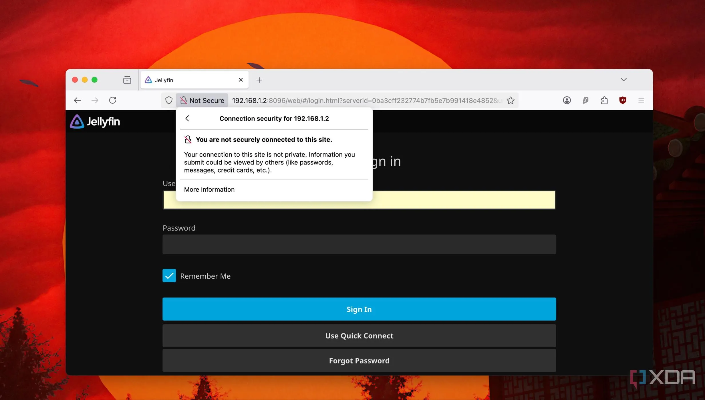 Thông báo lỗi &quot;Not Secure&quot; hiển thị trên thanh địa chỉ của trình duyệt web, cảnh báo kết nối không an toàn