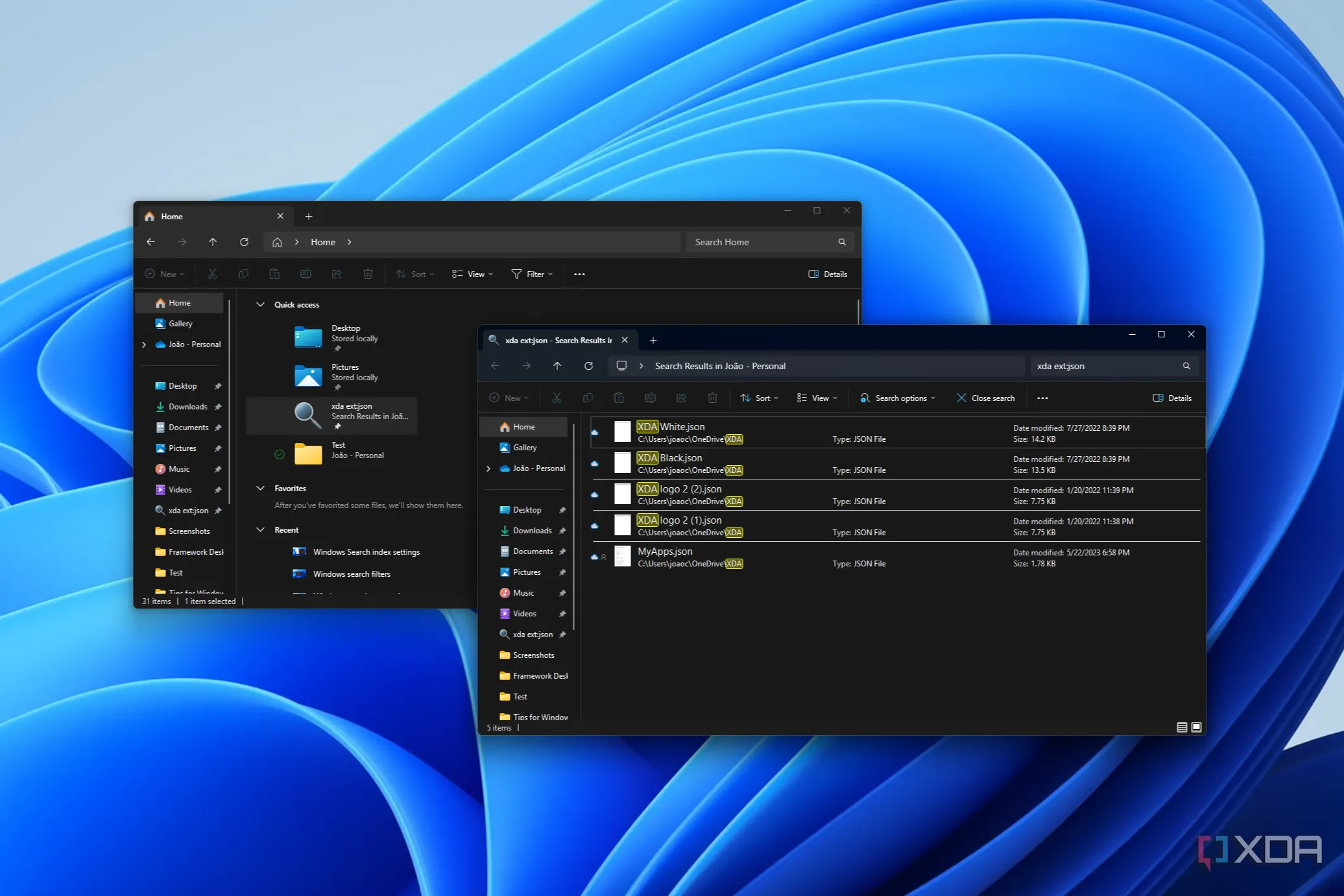 Tìm kiếm đã ghim trong File Explorer cùng với kết quả tìm kiếm