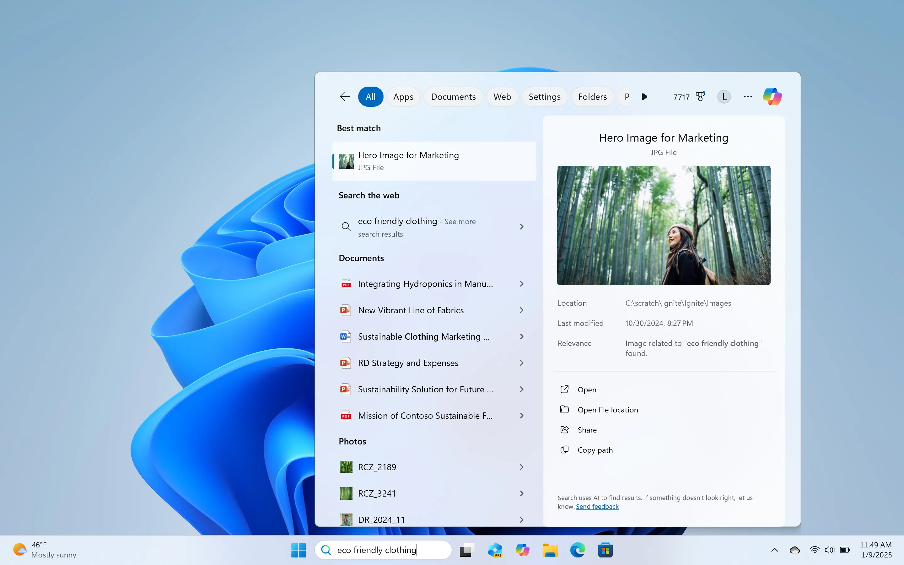 Tìm kiếm ngữ cảnh AI trên thanh tác vụ Windows 11