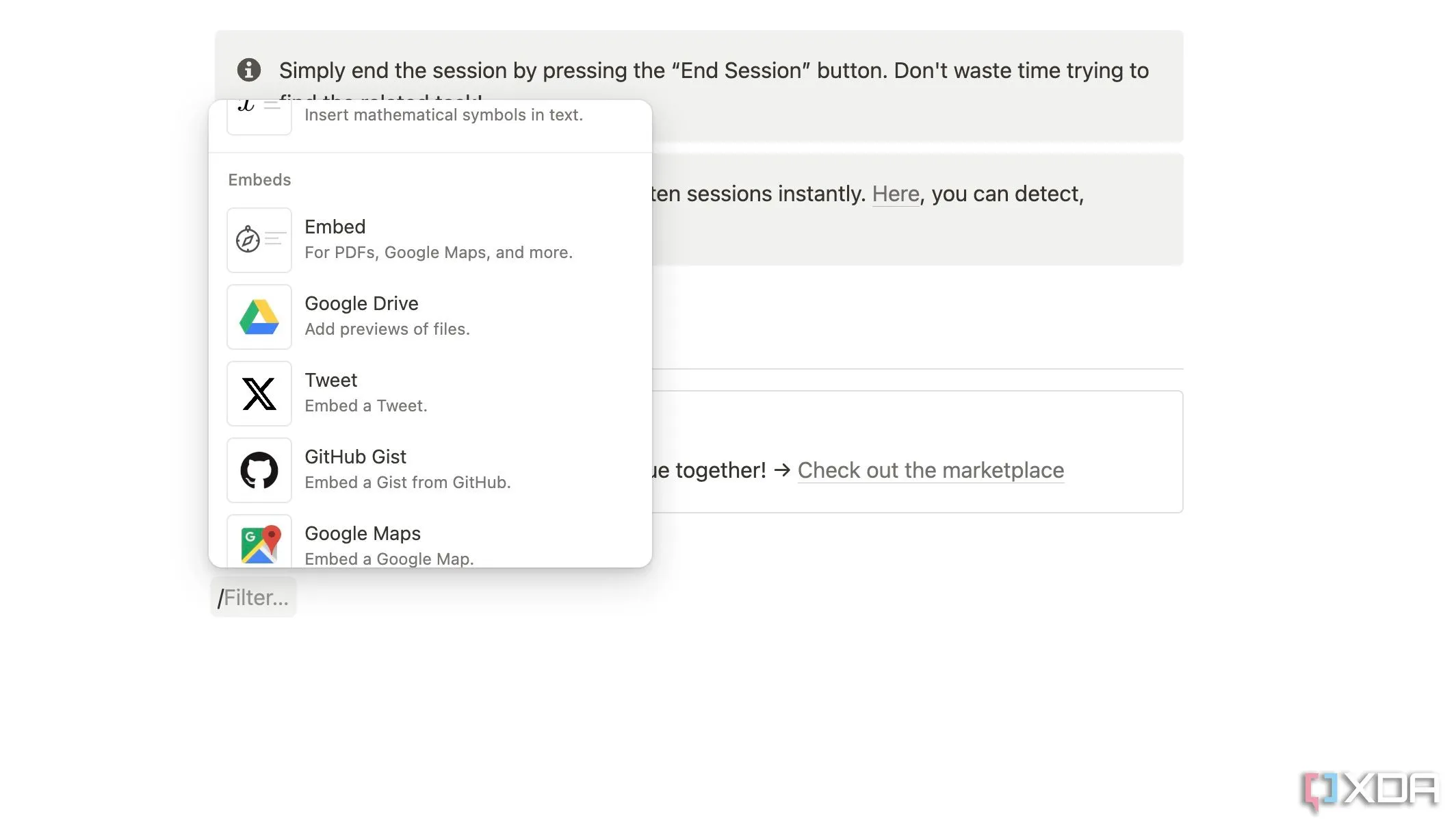 Tính năng tích hợp ứng dụng bên thứ ba của Notion cho phép nhúng trực tiếp các file Figma, Google Docs và nhiều nội dung khác vào trang.