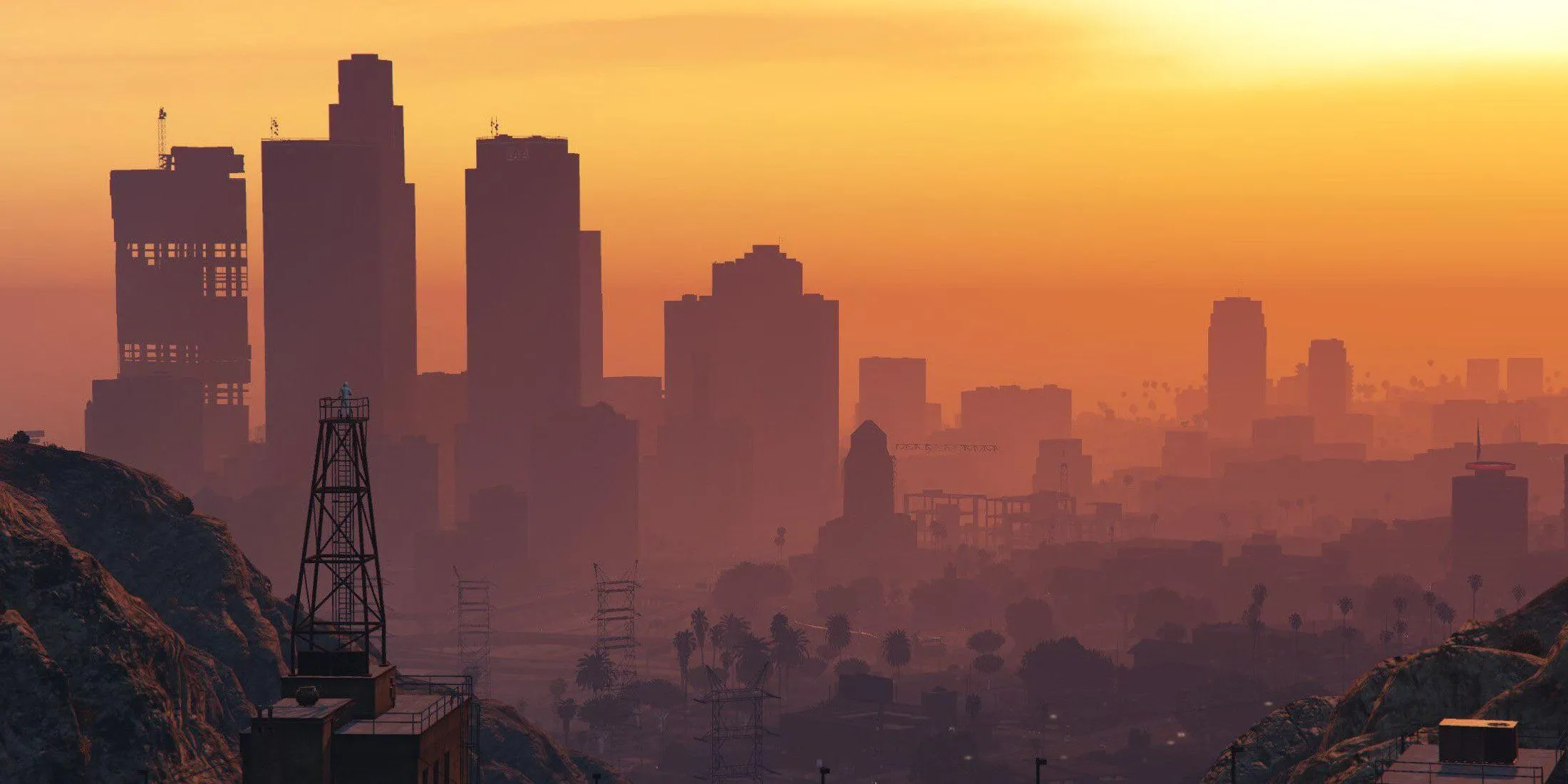 Toàn cảnh thành phố Los Santos về đêm trong Grand Theft Auto VI