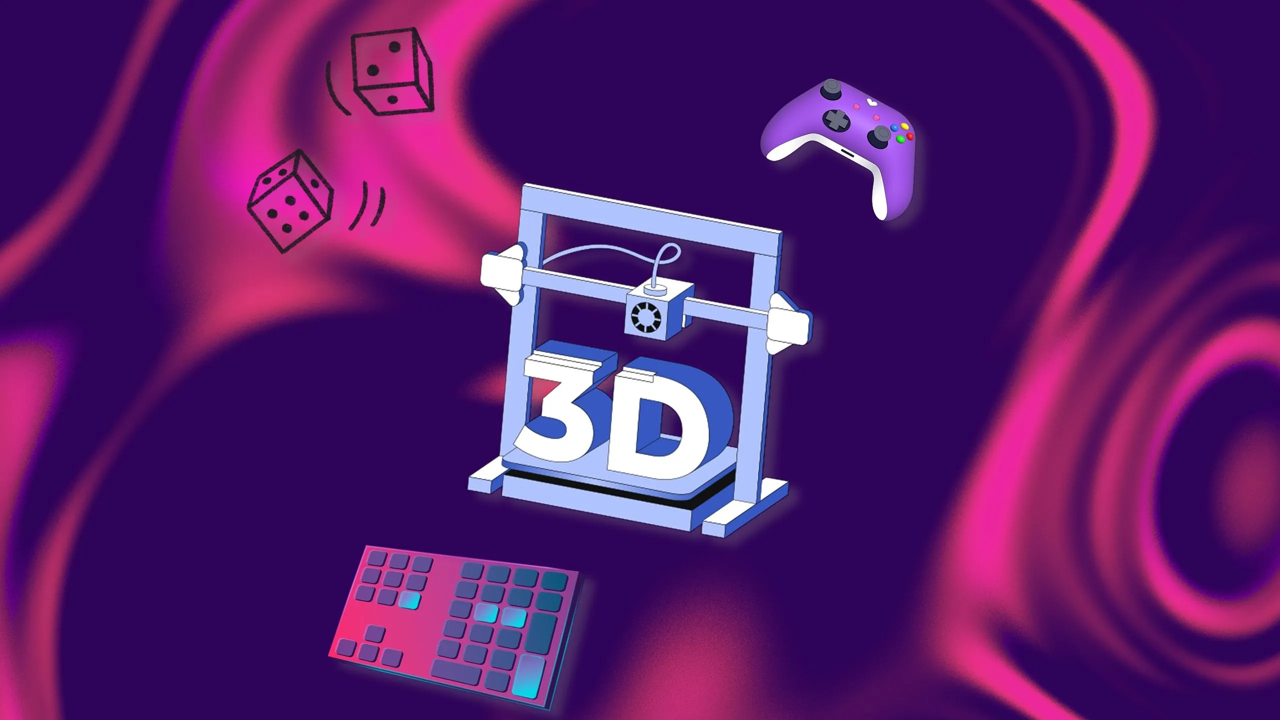 Tổng hợp phụ kiện game in 3D, bao gồm tháp đổ xúc xắc