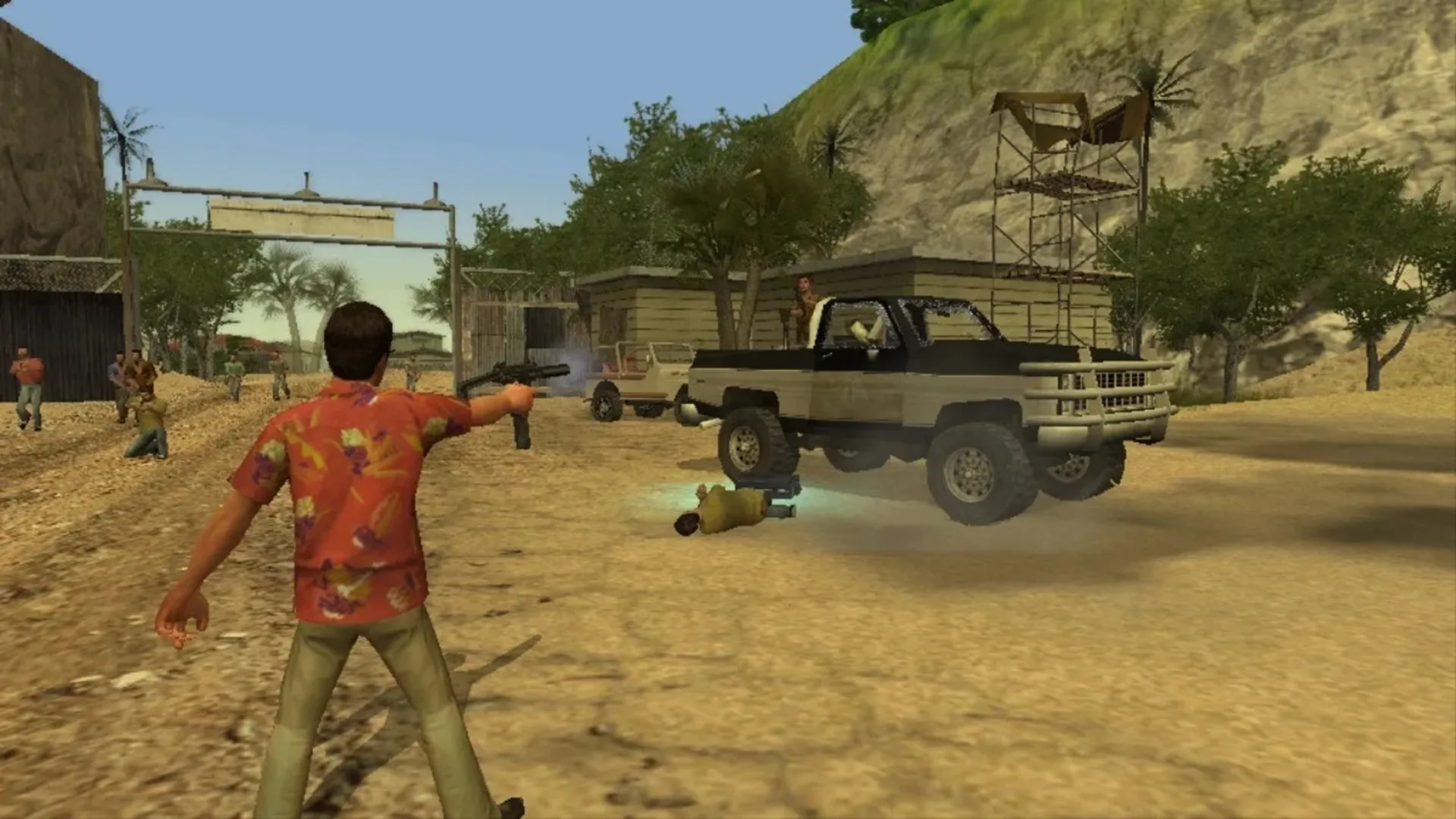 Tony Montana trong game Scarface: The World is Yours đang hành động tại Miami.